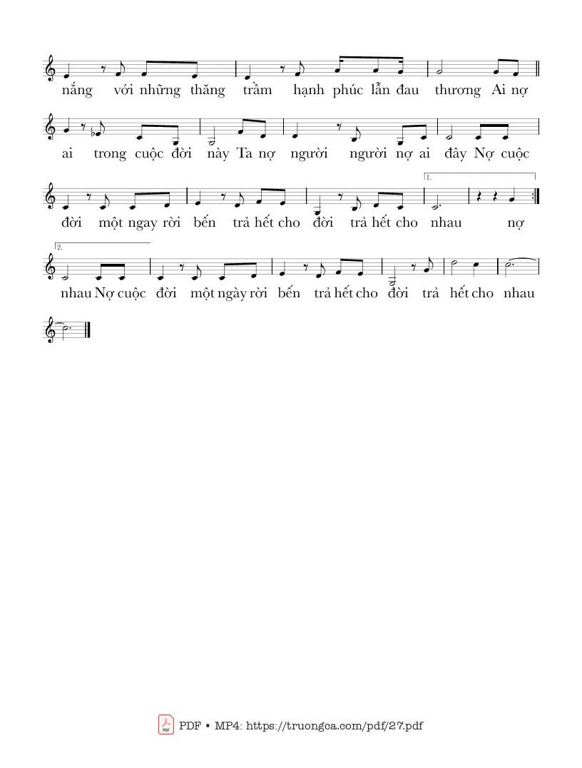 Page 2 of Sheet music PDF Ai nợ ai - Lê Tín Hương