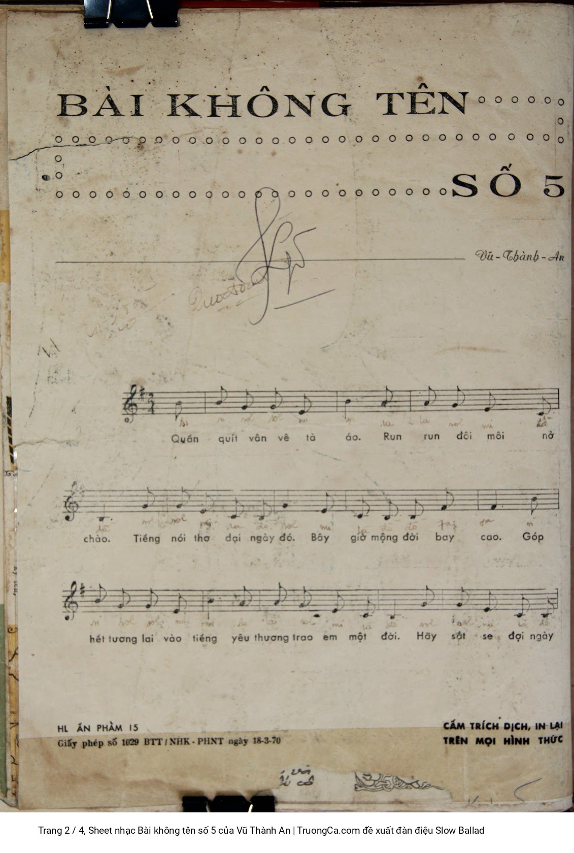 Page 2 of Sheet music PDF Bài không tên số 5 - Vũ Thành An