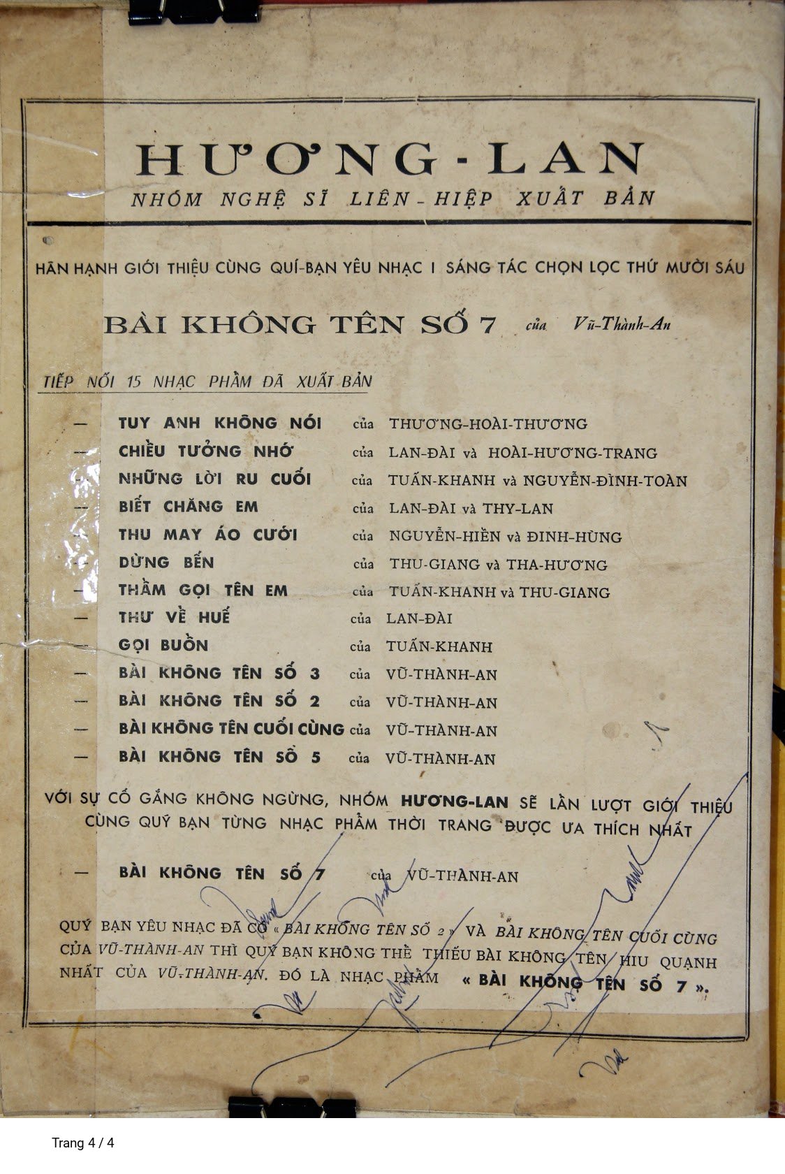 Page 4 of Sheet music PDF Bài không tên số 5 - Vũ Thành An