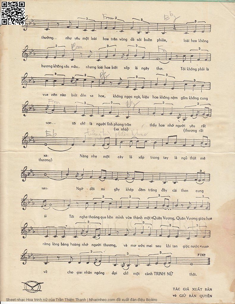 Page 3 of Sheet music PDF Hoa trinh nữ - Trần Thiện Thanh