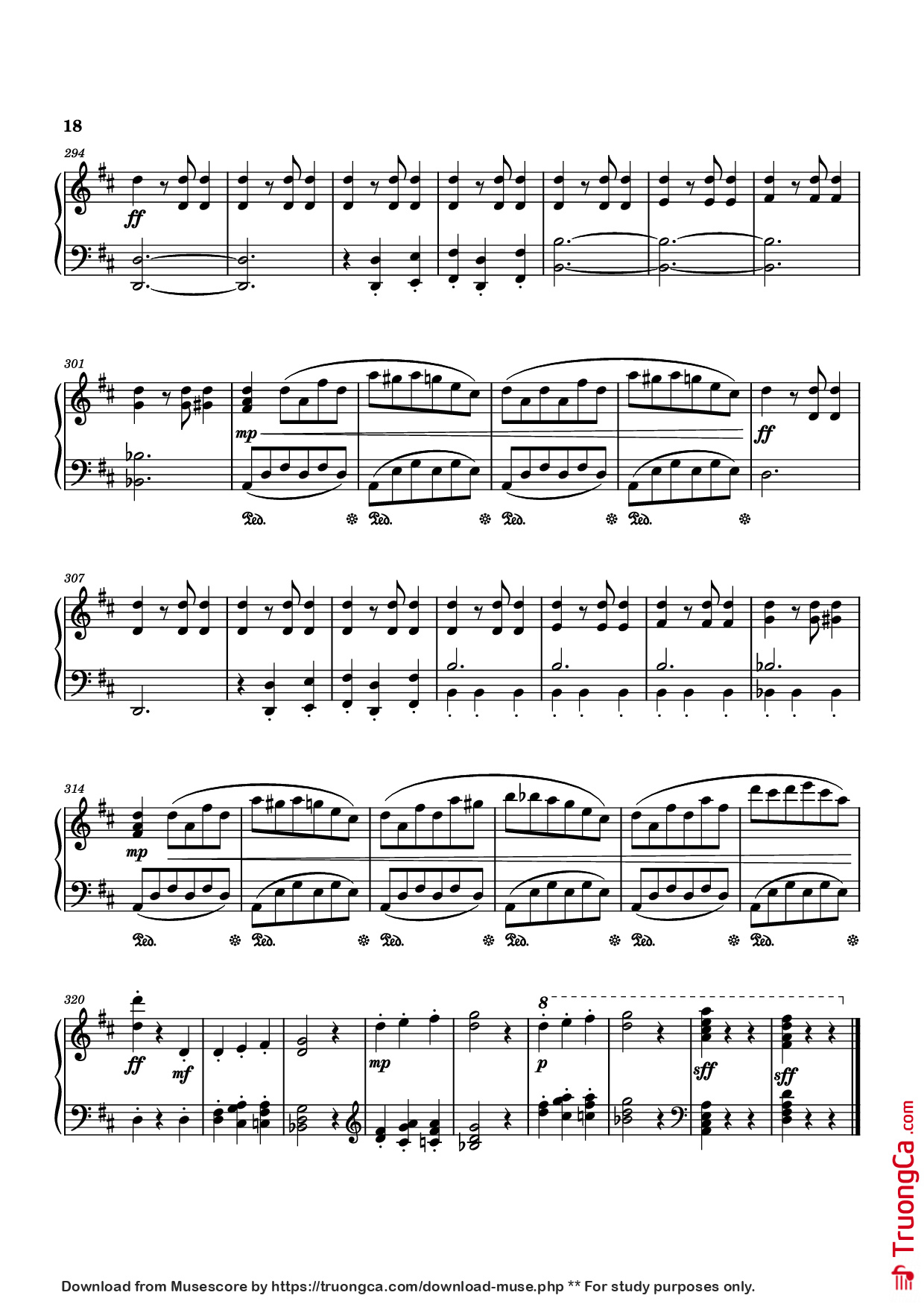 Page 18 of Sheet music PDF Piano Piano Sonata No. 12 in D minor - Michael Nicht