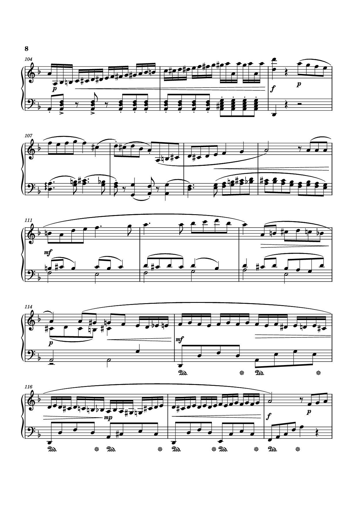 Page 8 of Sheet music PDF Piano Piano Sonata No. 12 in D minor - Michael Nicht