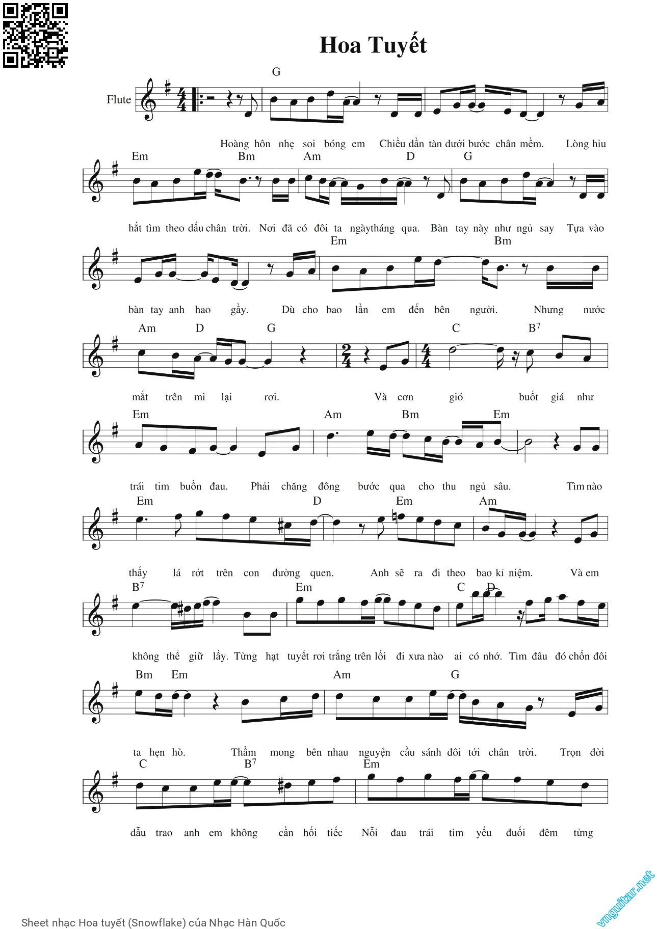 Page 1 of Sheet music PDF Hoa tuyết (Snowflake) - Nhạc Hàn Quốc