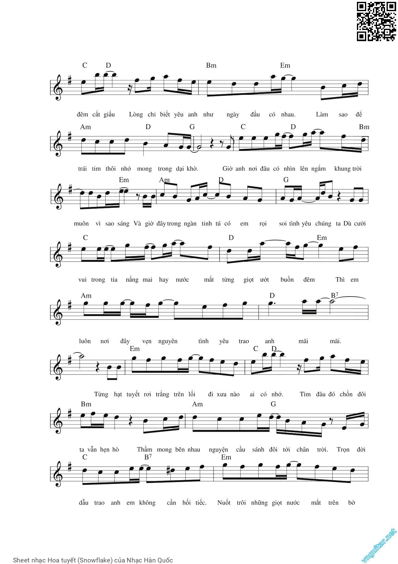 Page 2 of Sheet music PDF Hoa tuyết (Snowflake) - Nhạc Hàn Quốc