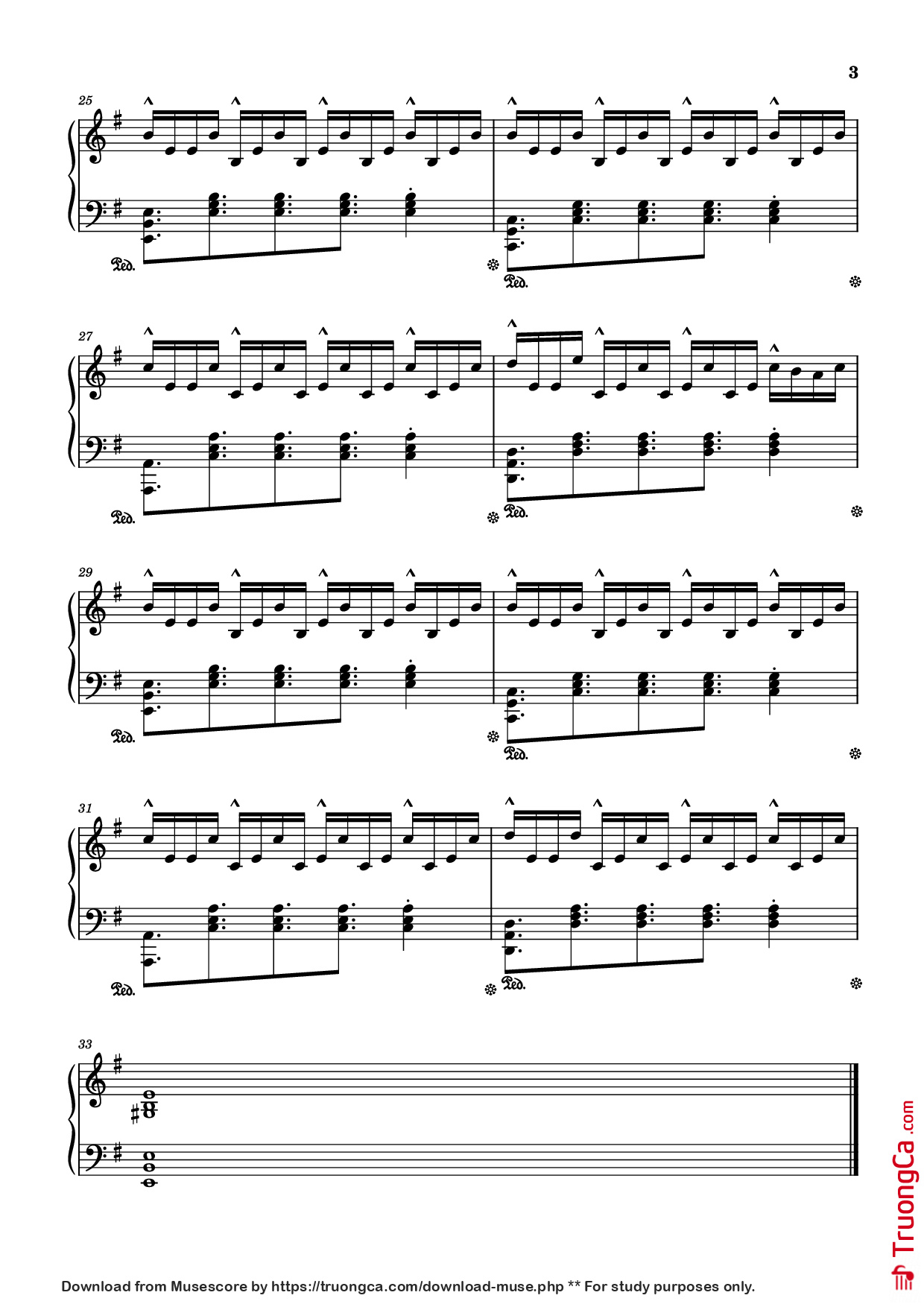 Page 3 of Sheet music PDF Piano Damned - COD: Black Ops Zombies (remix) Piano - Composed by Kevin Sherwood