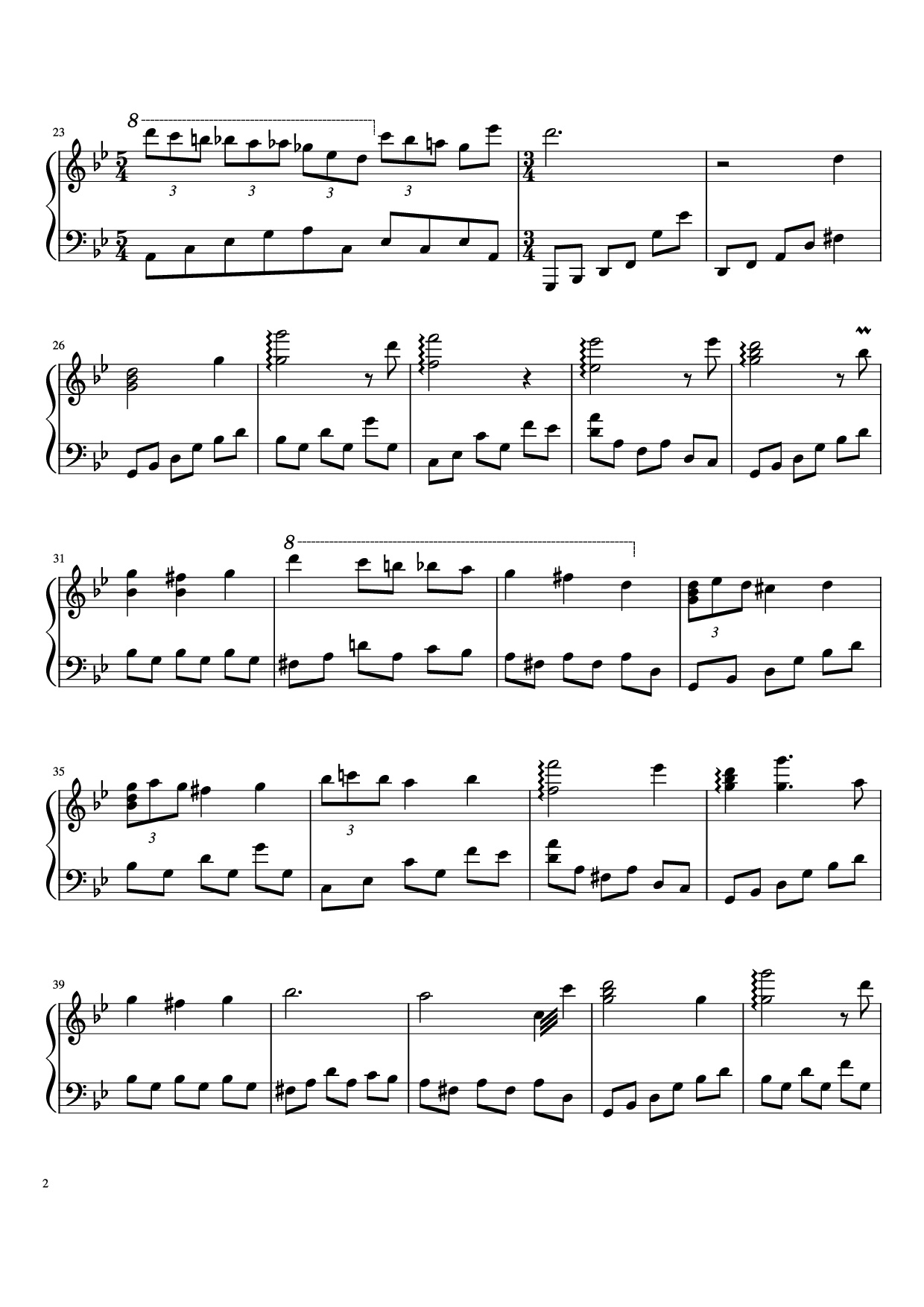 Page 2 of Sheet music PDF Piano Nocturne Piano - Bill Kiley and Justin Stander