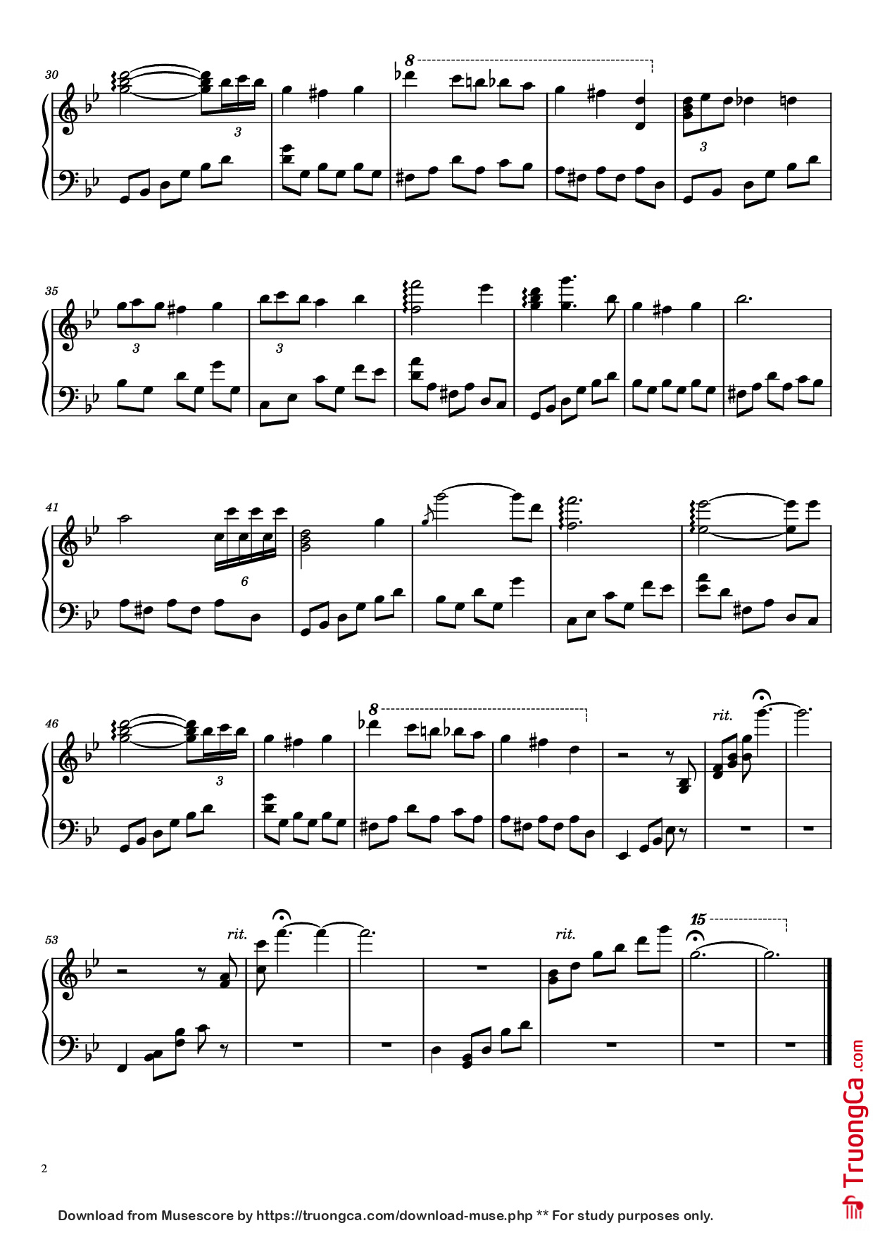 Page 2 of Sheet music PDF Piano Nocturne Piano - Composed by Bill Kiley & Justin Stander