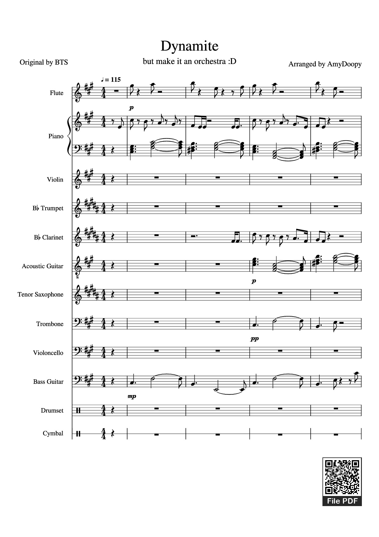 Page 1 of Sheet music PDF Piano Dynamite Piano - Arranged by AmyDoopy