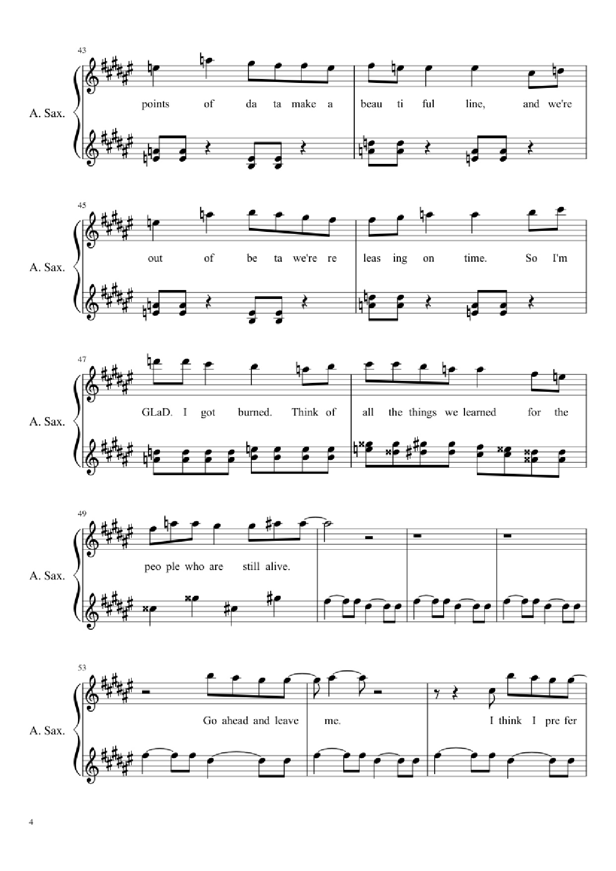 Page 4 of Sheet music PDF Still Alive (Portal Theme) - Idiut frum Ginger And Idiut