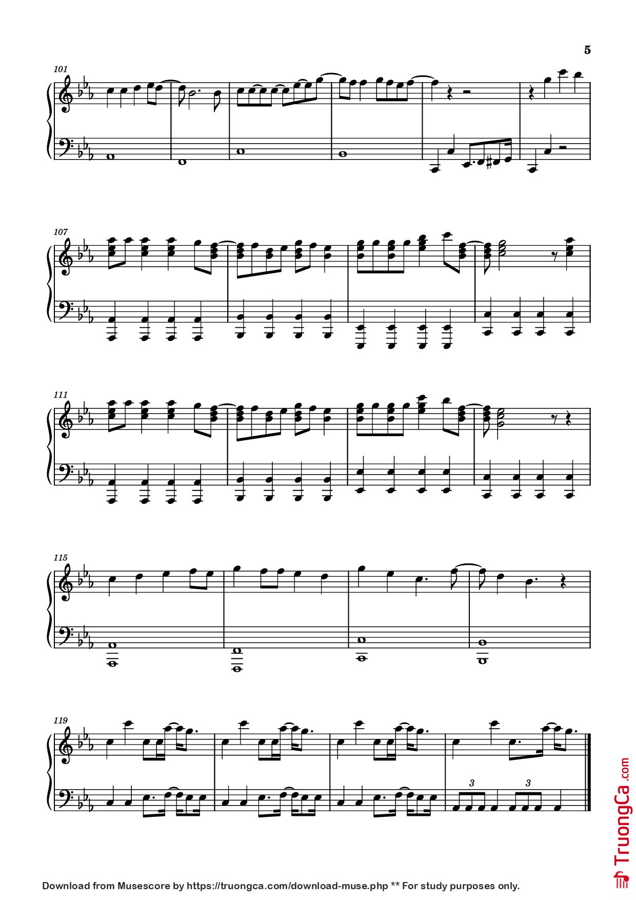 Page 5 of Sheet music PDF Piano Judas Piano - Lady Gaga