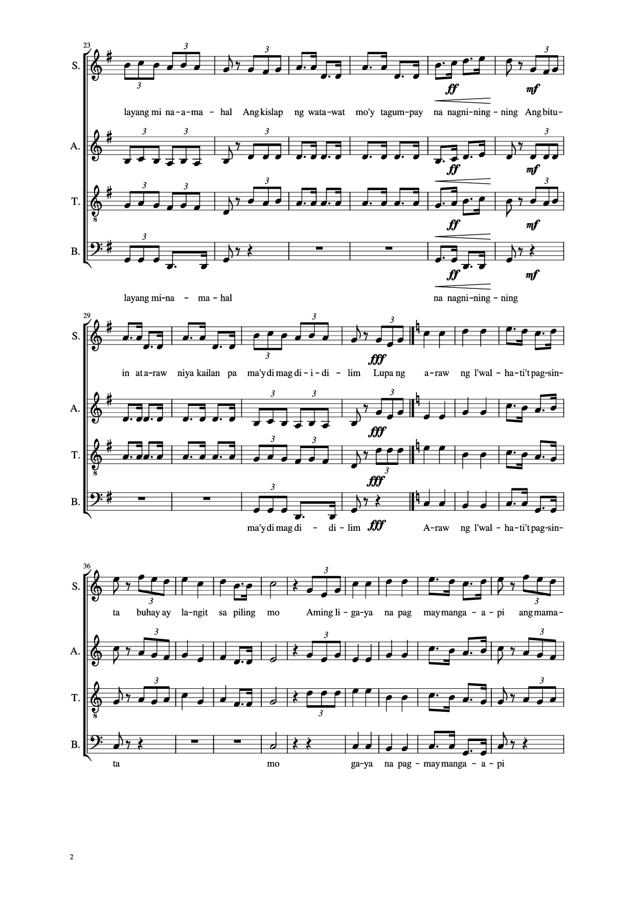Page 2 of Sheet music PDF LUPANG HINIRANG - JULIAN FELIPE