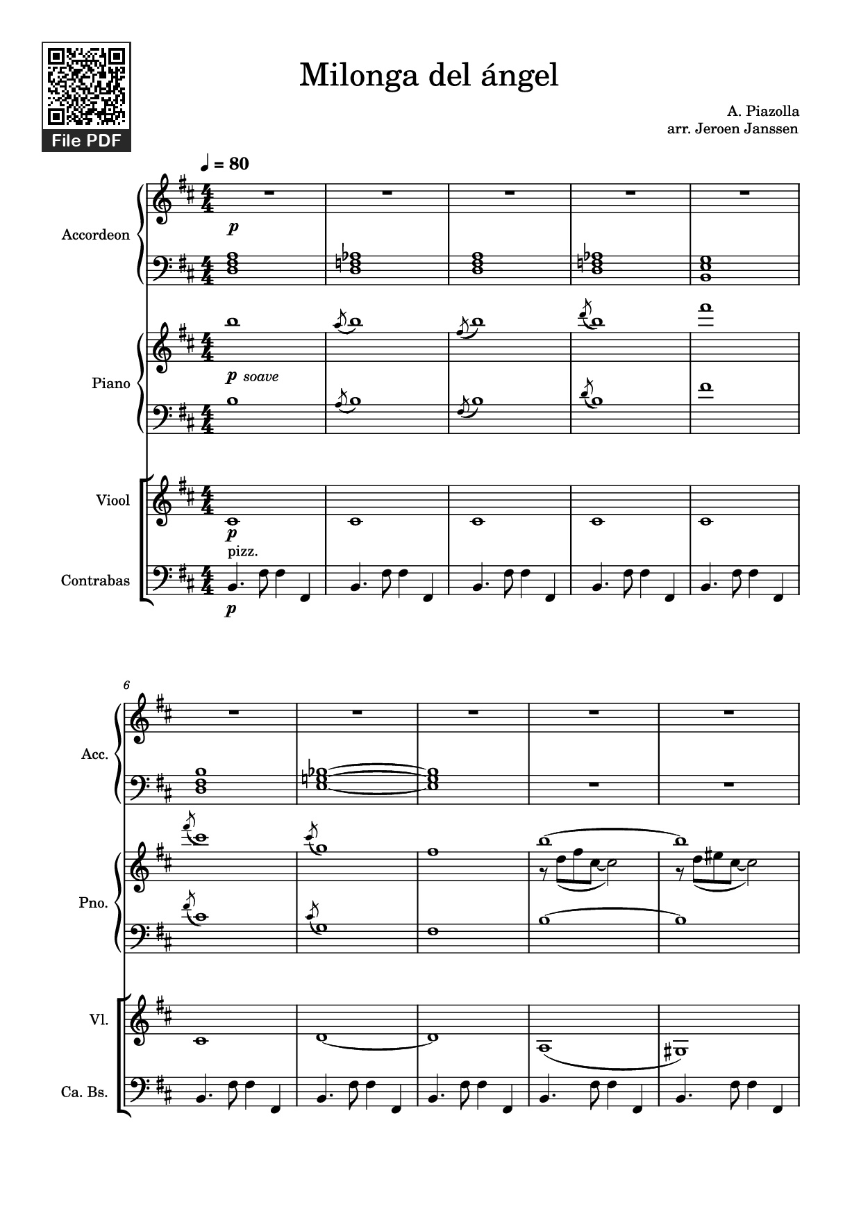 Sheet PDF of Milonga del ángel Piano