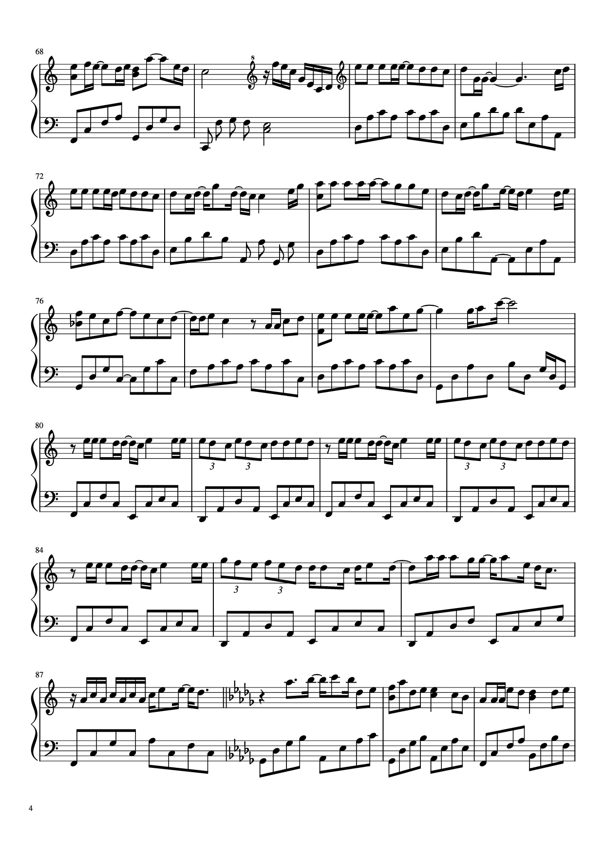 Page 4 of Sheet music PDF Piano 把回忆拼好给你 Gói Gọn Hồi Ức Trao Cho Anh - 王贰浪