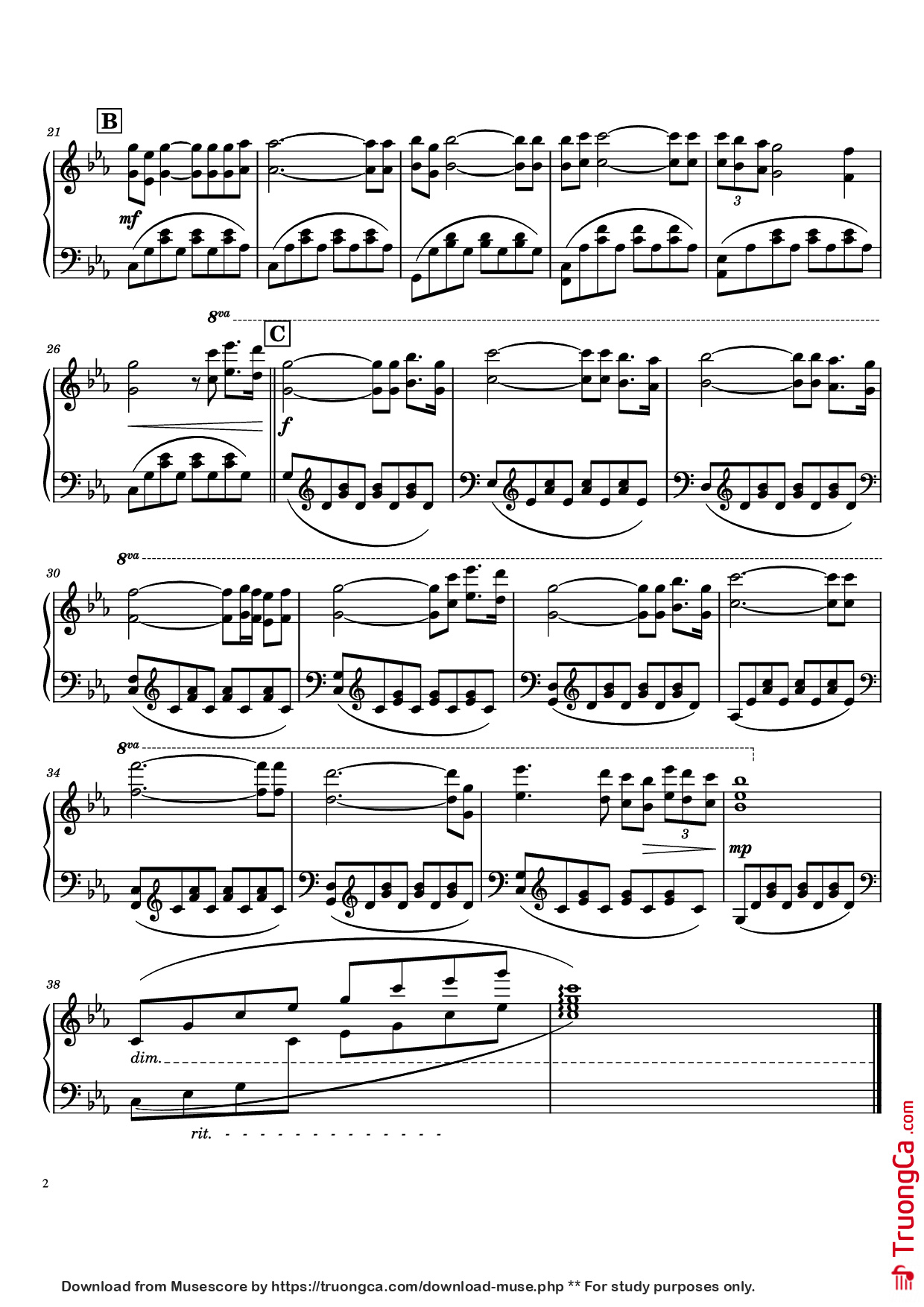 Page 2 of Sheet music PDF Piano A Time For Us Piano - Played by Richard Clayderman