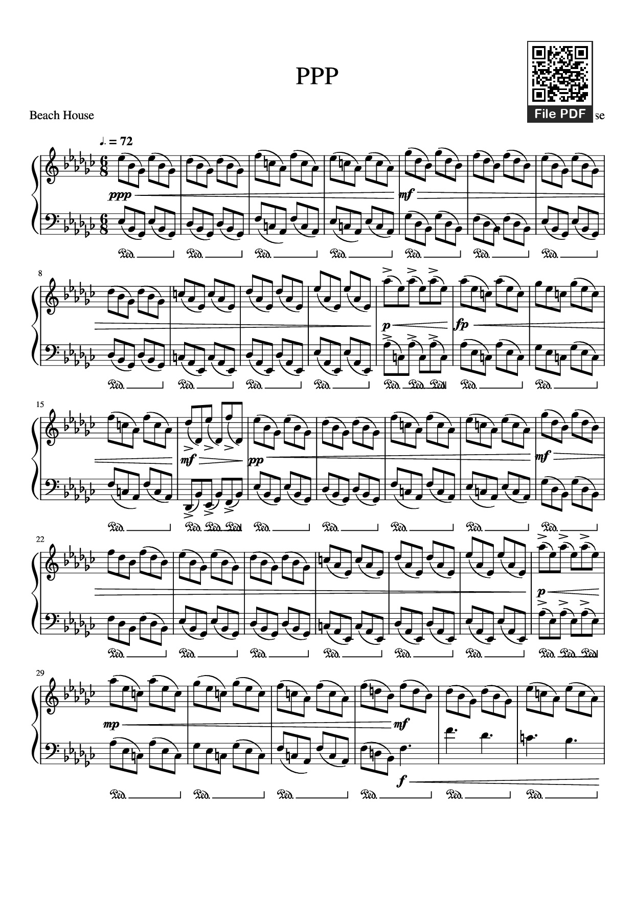 Page 1 of Sheet music PDF Piano PPP Piano - Beach House