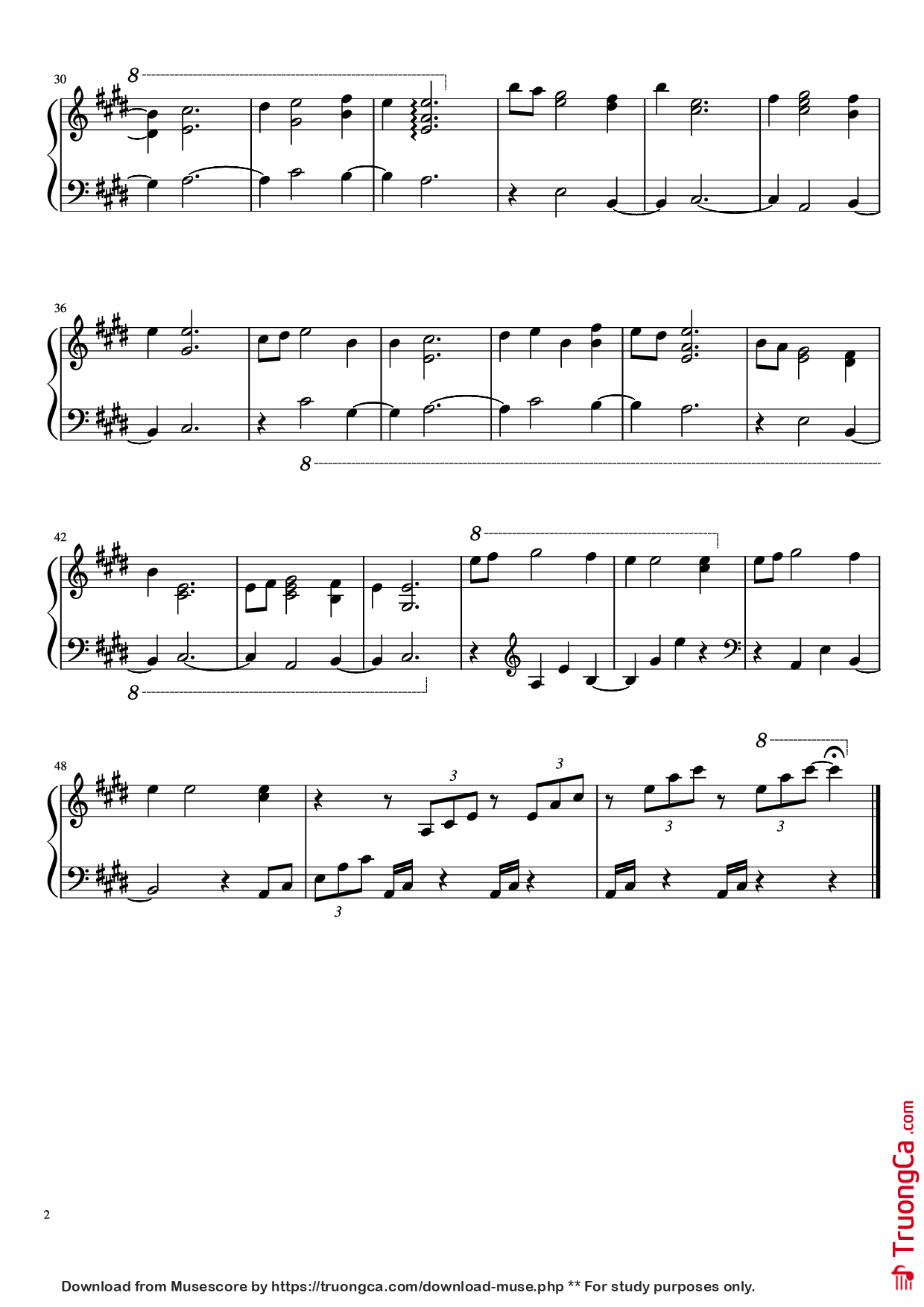 Page 2 of Sheet music PDF Piano Omoide wa Tooku no Hibi Piano - Composer Tenmon Transcribed by Chi-Sze Ooi