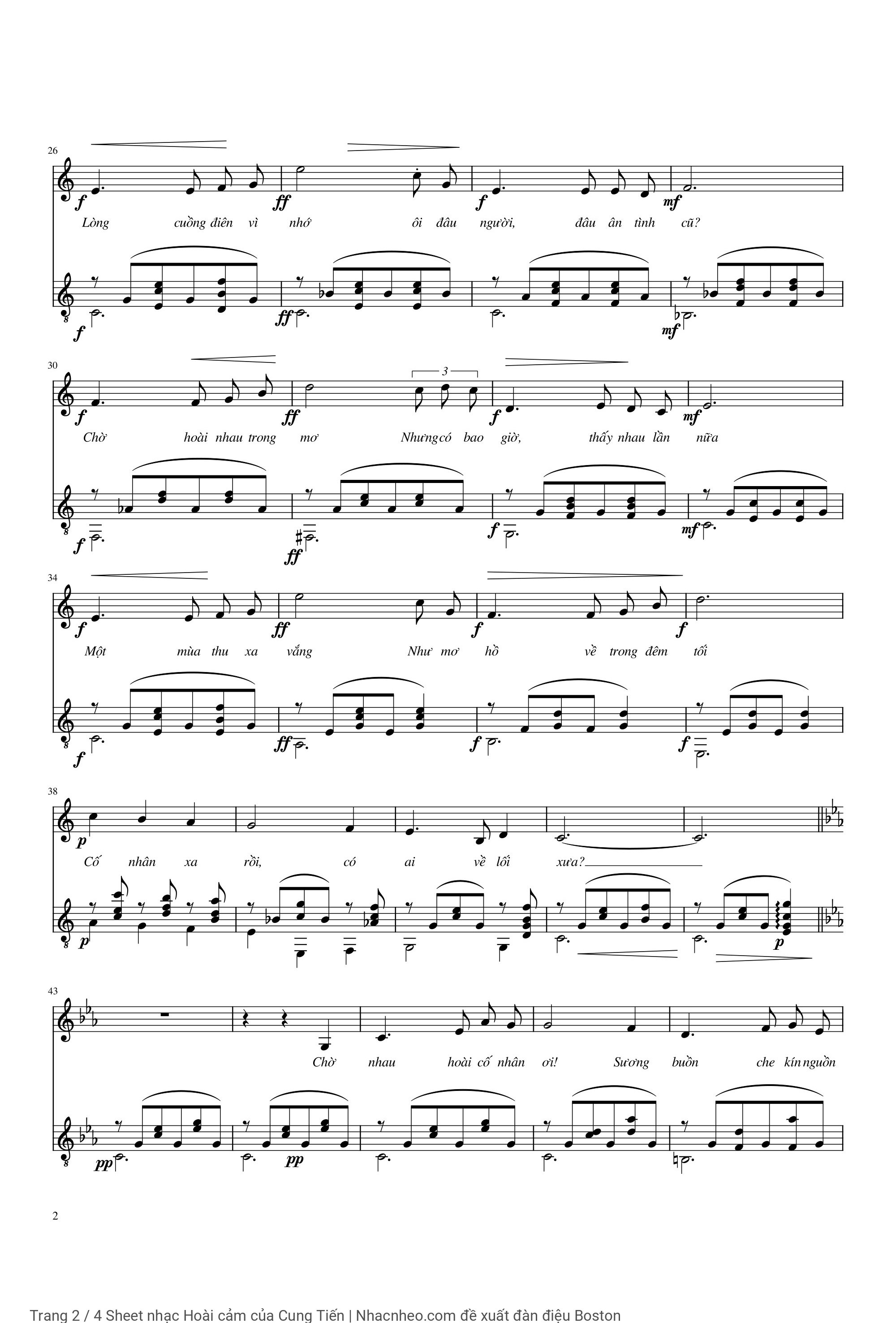 Page 2 of Sheet music PDF Hoài cảm - Cung Tiến