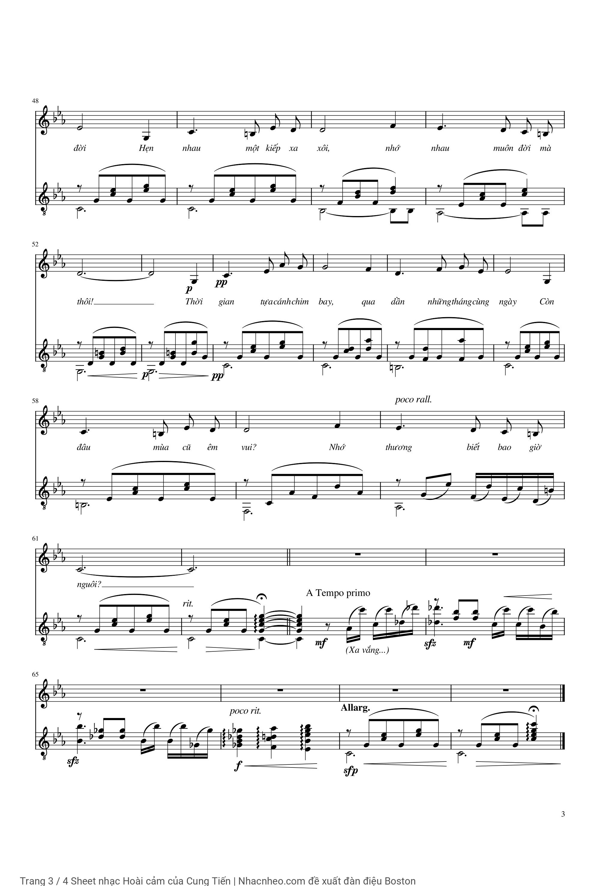 Page 3 of Sheet music PDF Hoài cảm - Cung Tiến
