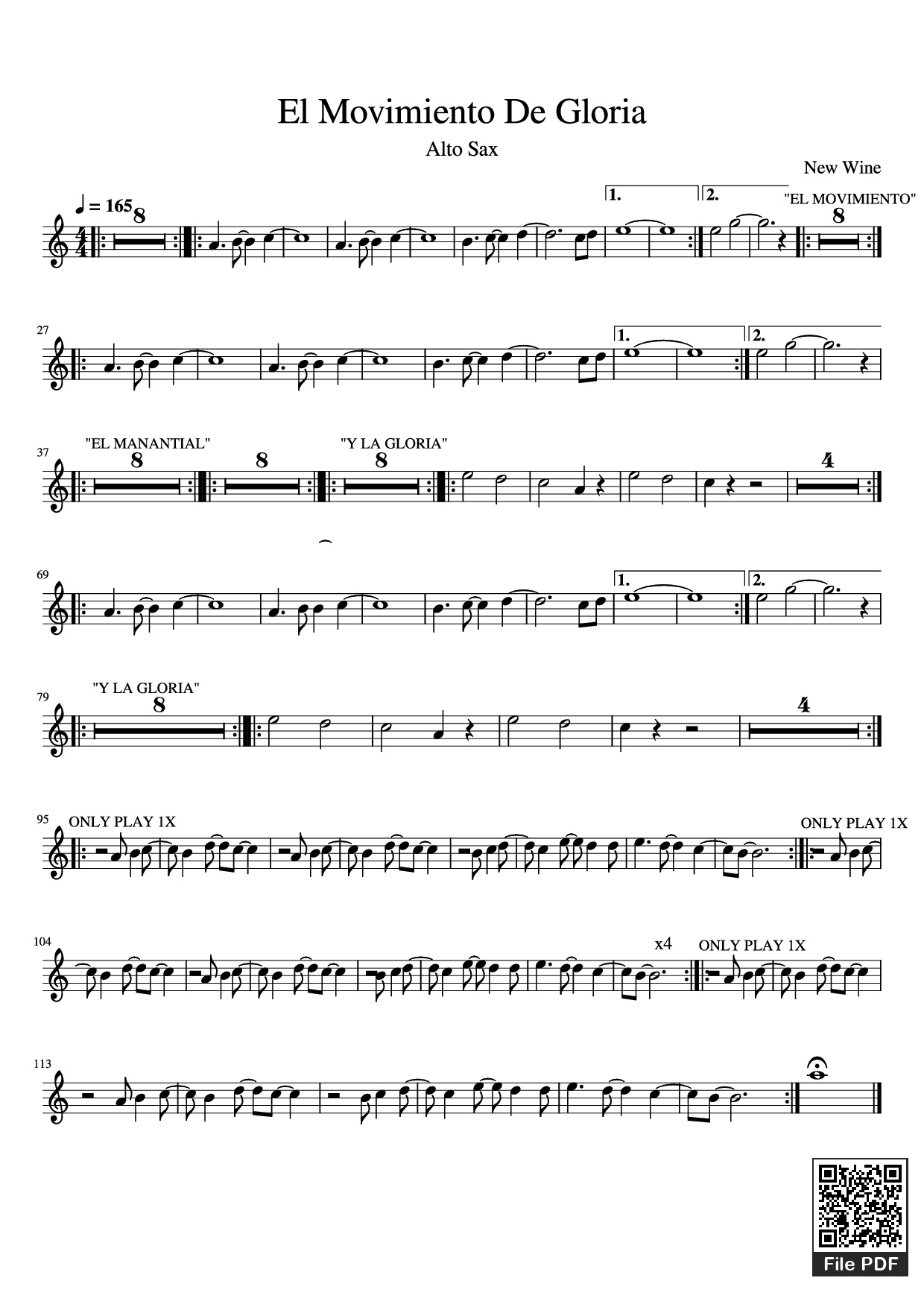 Page 1 of Sheet music PDF El Movimiento De Gloria - New Wine