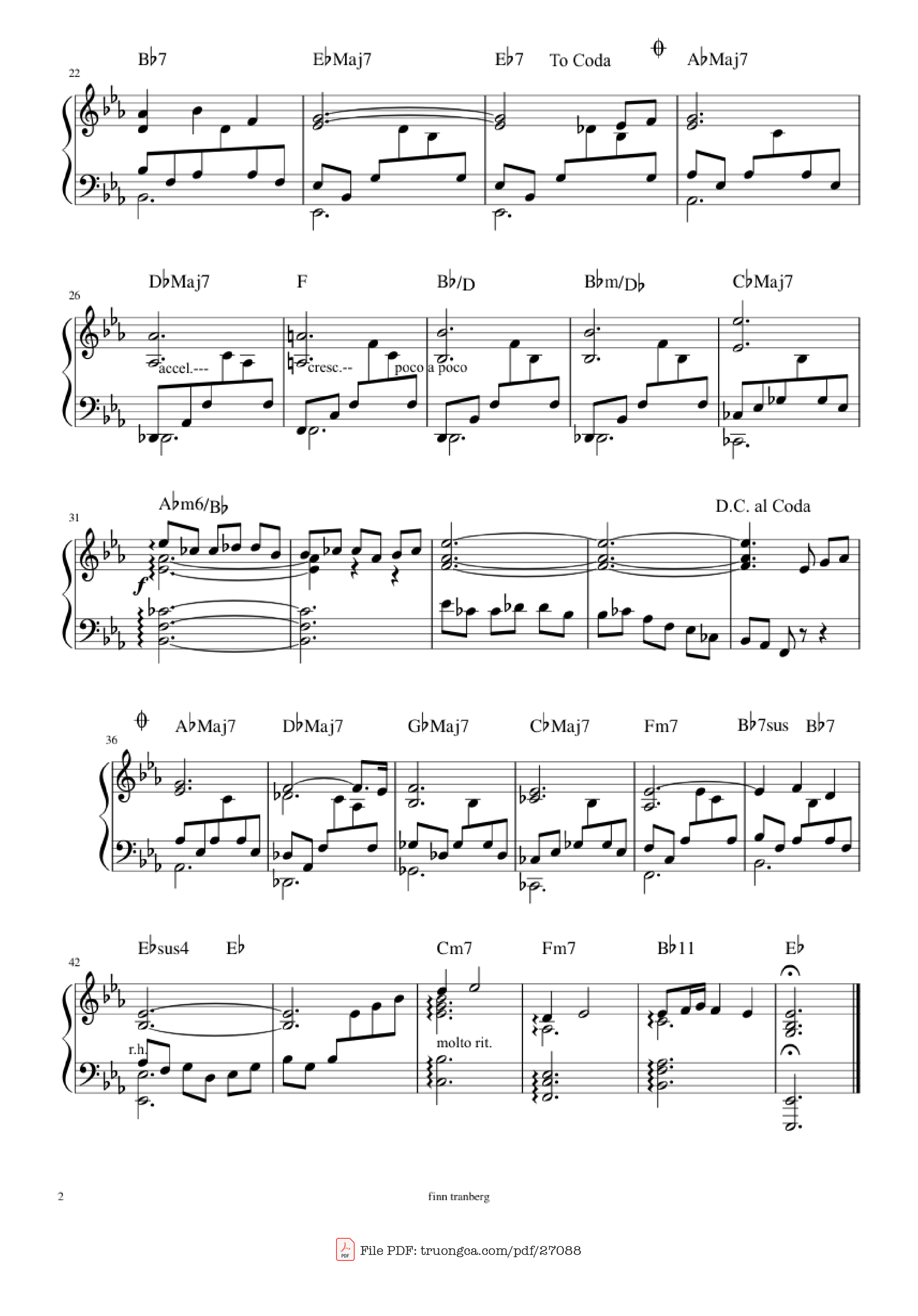 Page 2 of Sheet music PDF Piano Cavatina Piano - Stanley Meyers Arr: Finn Tranberg