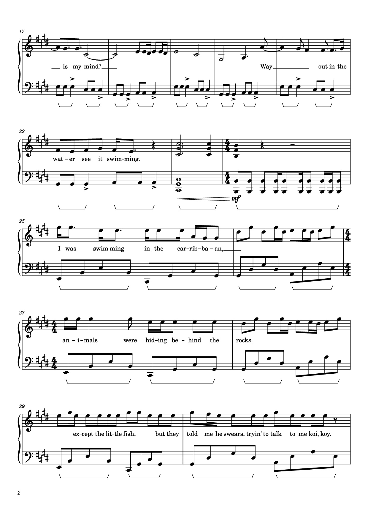 Page 2 of Sheet music PDF Where Is My Mind? Piano - Pixies