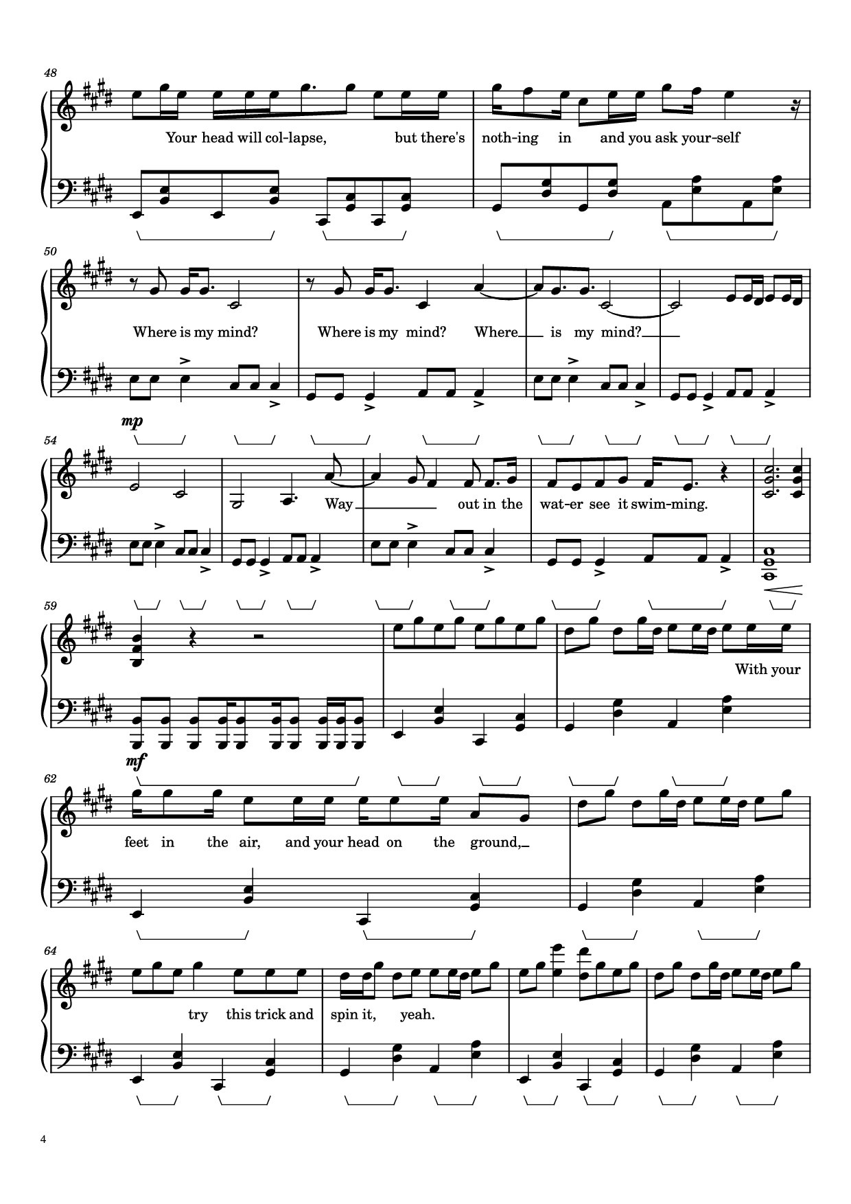 Page 4 of Sheet music PDF Where Is My Mind? Piano - Pixies
