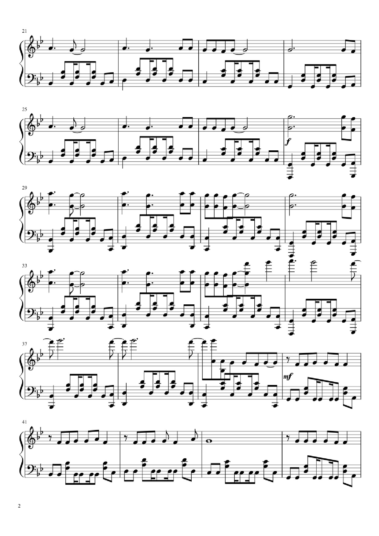 Page 2 of Sheet music PDF Piano Love me again Piano - Undefined
