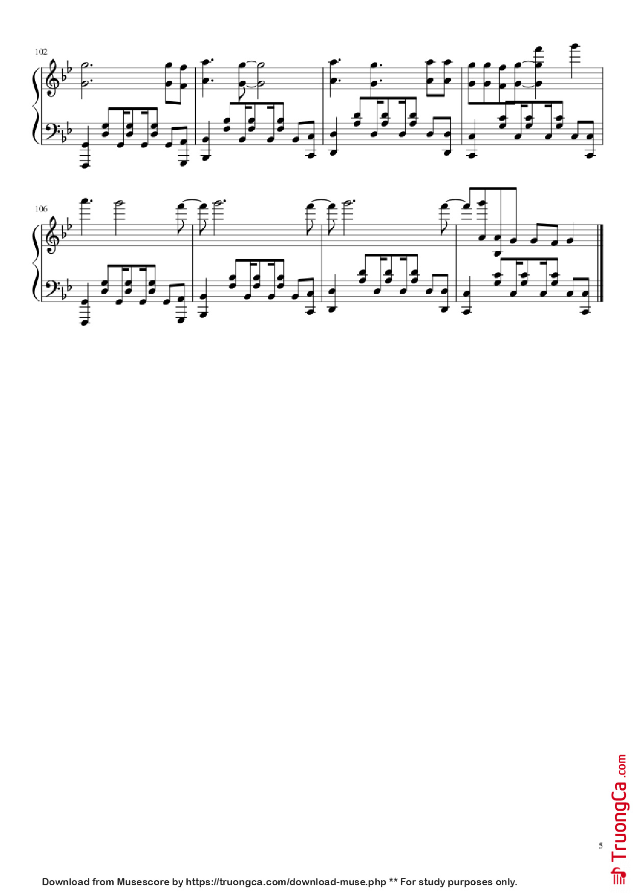 Page 5 of Sheet music PDF Piano Love me again Piano - Undefined