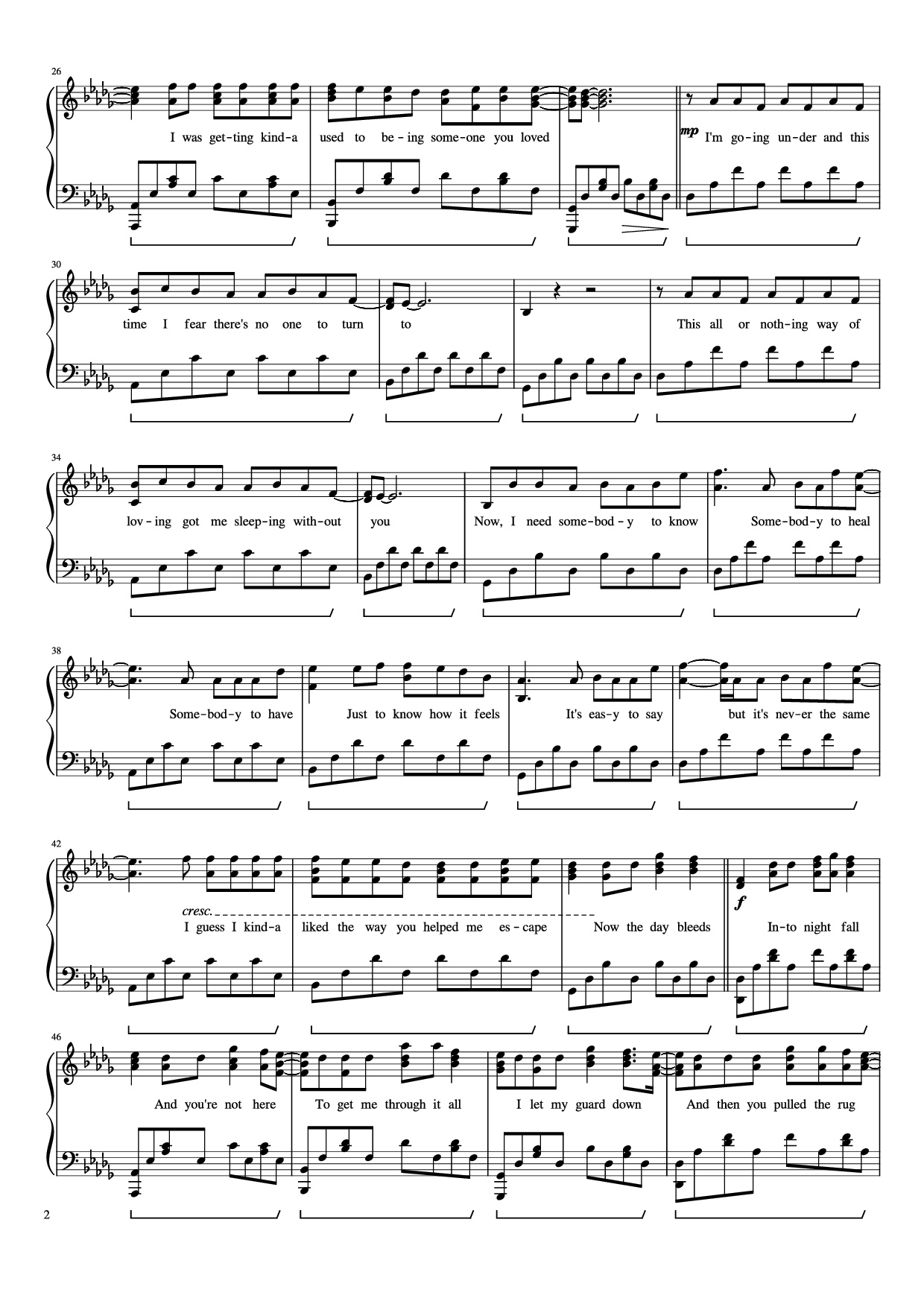 Page 2 of Sheet music PDF Piano Someone You Loved Piano - Undefined