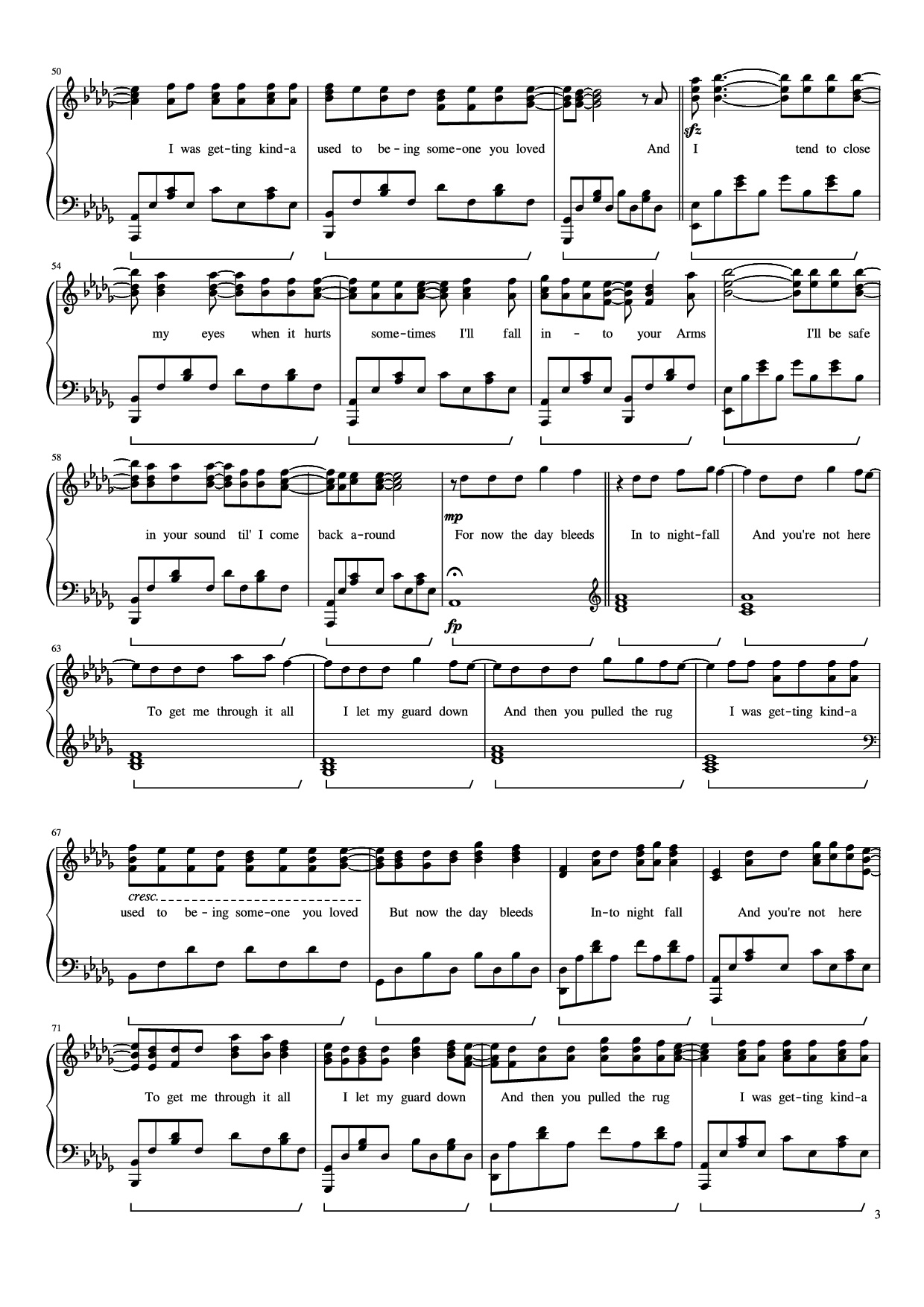 Page 3 of Sheet music PDF Piano Someone You Loved Piano - Undefined
