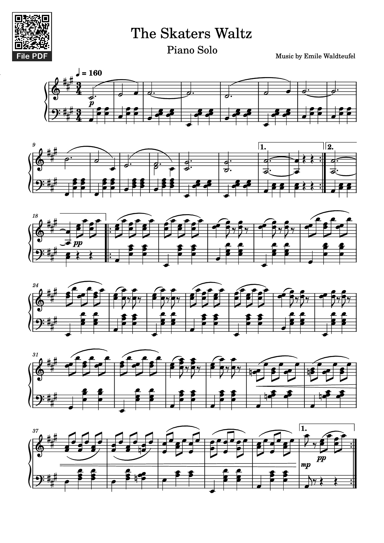 Page 1 of Sheet music PDF Piano The Skaters Waltz Piano - Music by Emile Waldteufel
