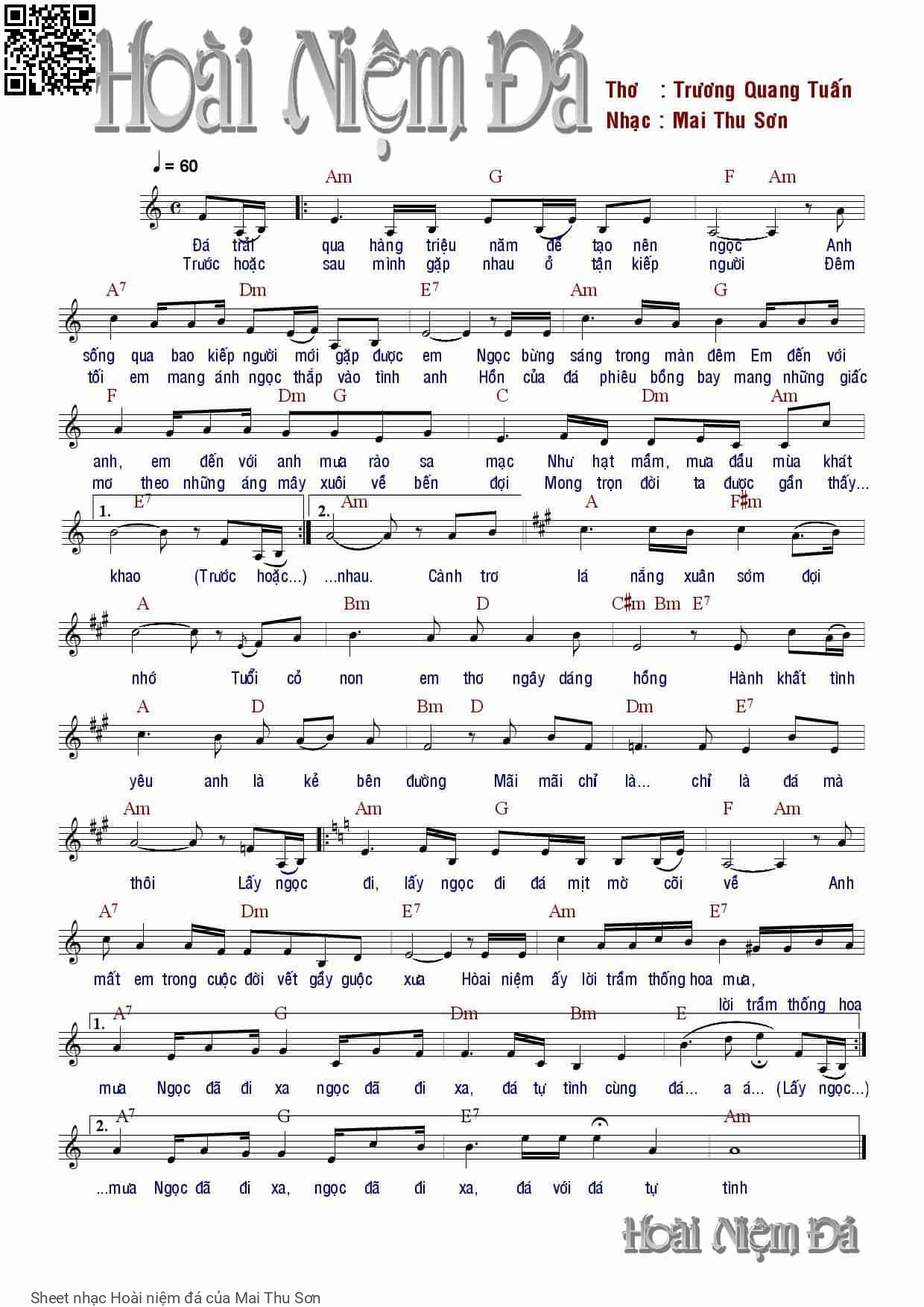 Sheet PDF of Hoài niệm đá