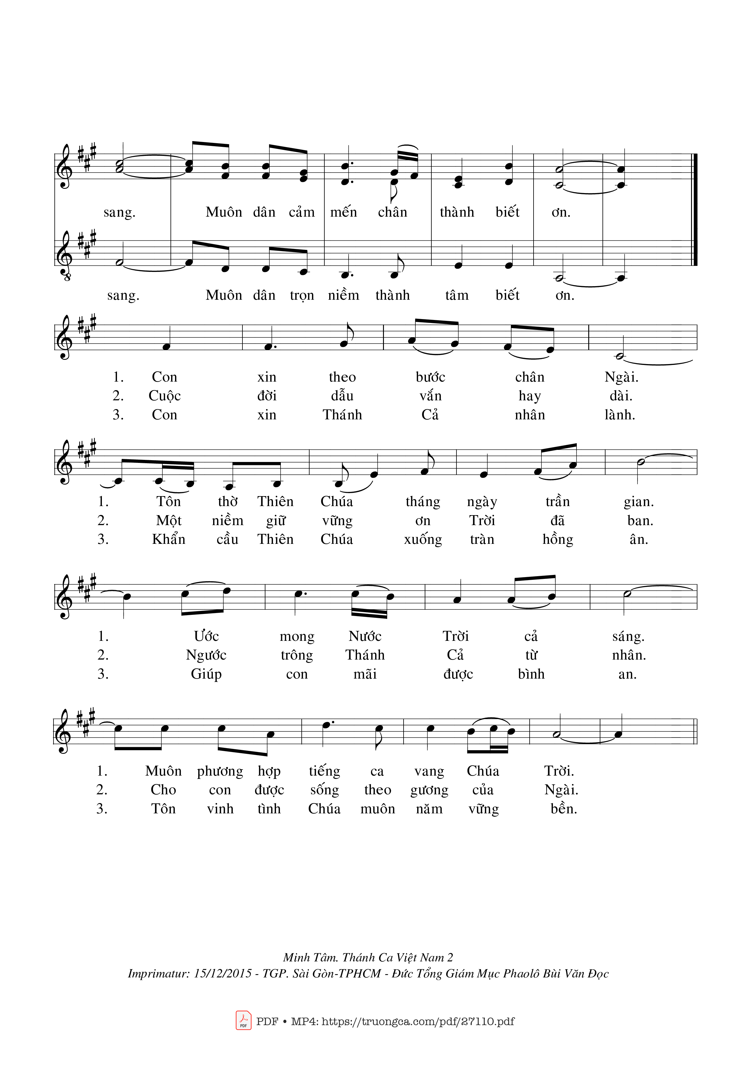 Page 2 of Sheet music PDF Kính Chào Thánh Cả - Minh Tâm