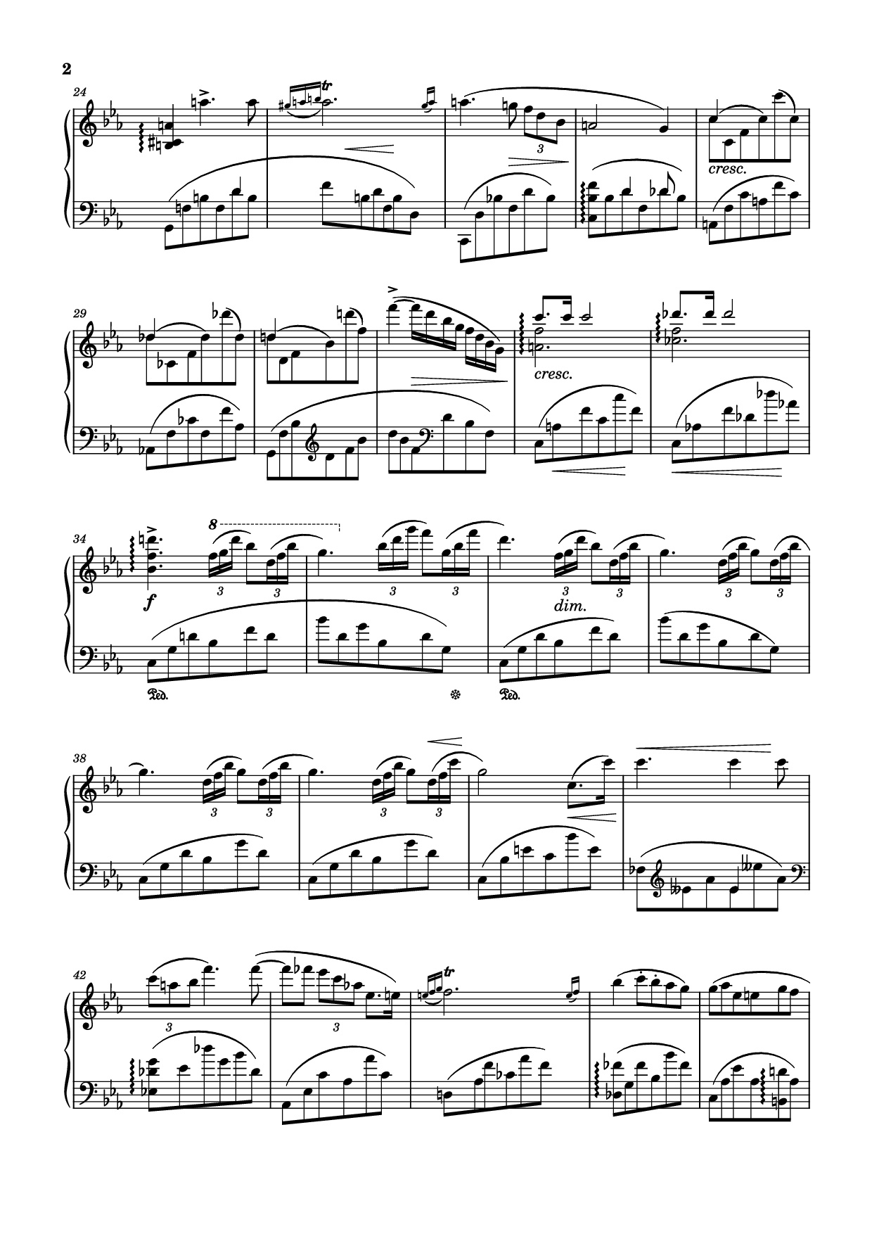 Page 2 of Sheet music PDF Piano Nocturne (Diana) Opus 24 No. 1 - Sergei Eduardovich Bortkiewicz