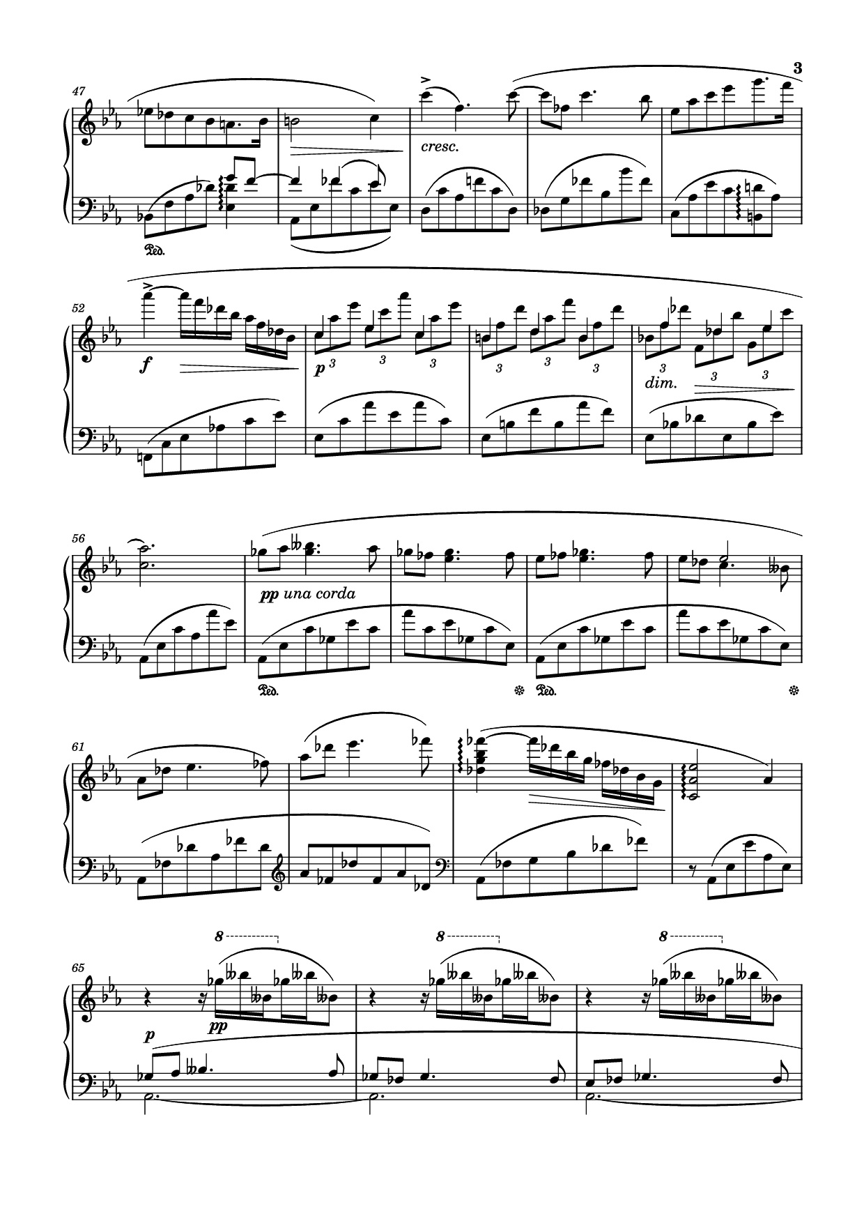 Page 3 of Sheet music PDF Piano Nocturne (Diana) Opus 24 No. 1 - Sergei Eduardovich Bortkiewicz