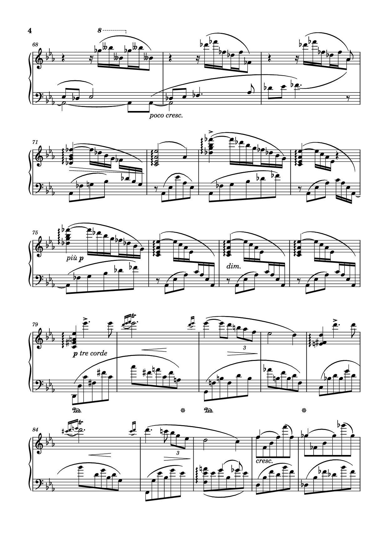 Page 4 of Sheet music PDF Piano Nocturne (Diana) Opus 24 No. 1 - Sergei Eduardovich Bortkiewicz