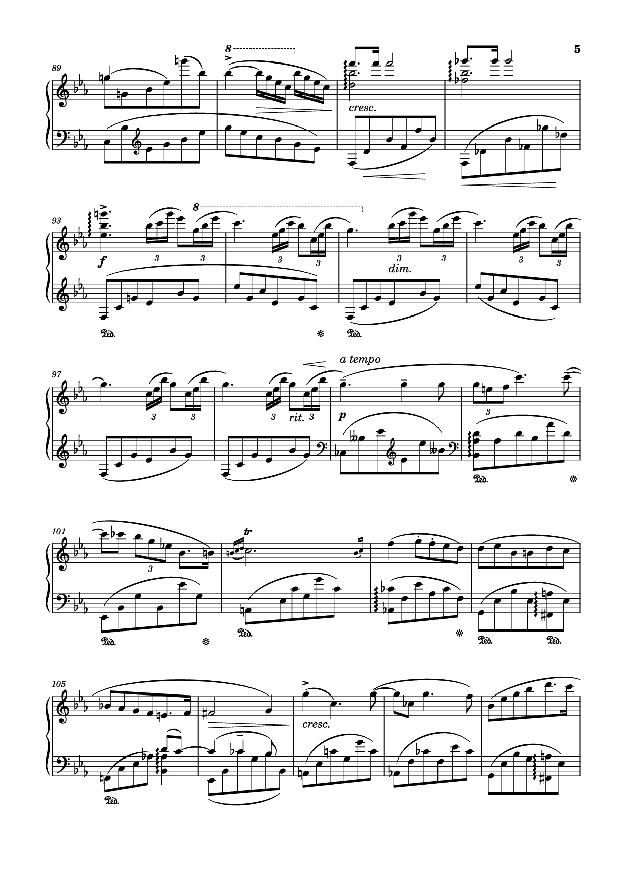 Page 5 of Sheet music PDF Piano Nocturne (Diana) Opus 24 No. 1 - Sergei Eduardovich Bortkiewicz