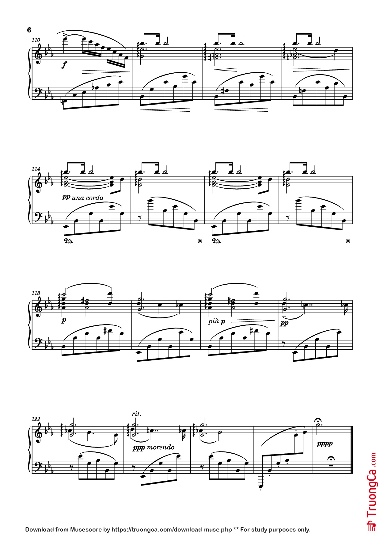 Page 6 of Sheet music PDF Piano Nocturne (Diana) Opus 24 No. 1 - Sergei Eduardovich Bortkiewicz