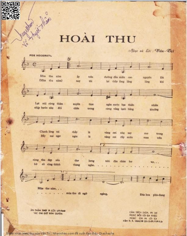 Page 2 of Sheet music PDF Hoài thu - Văn Trí