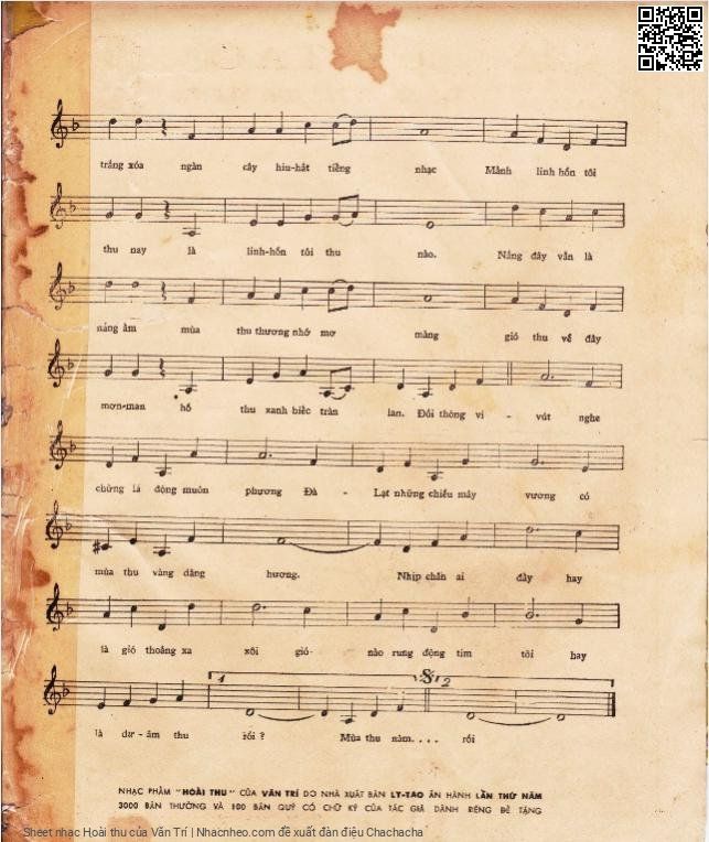 Page 3 of Sheet music PDF Hoài thu - Văn Trí