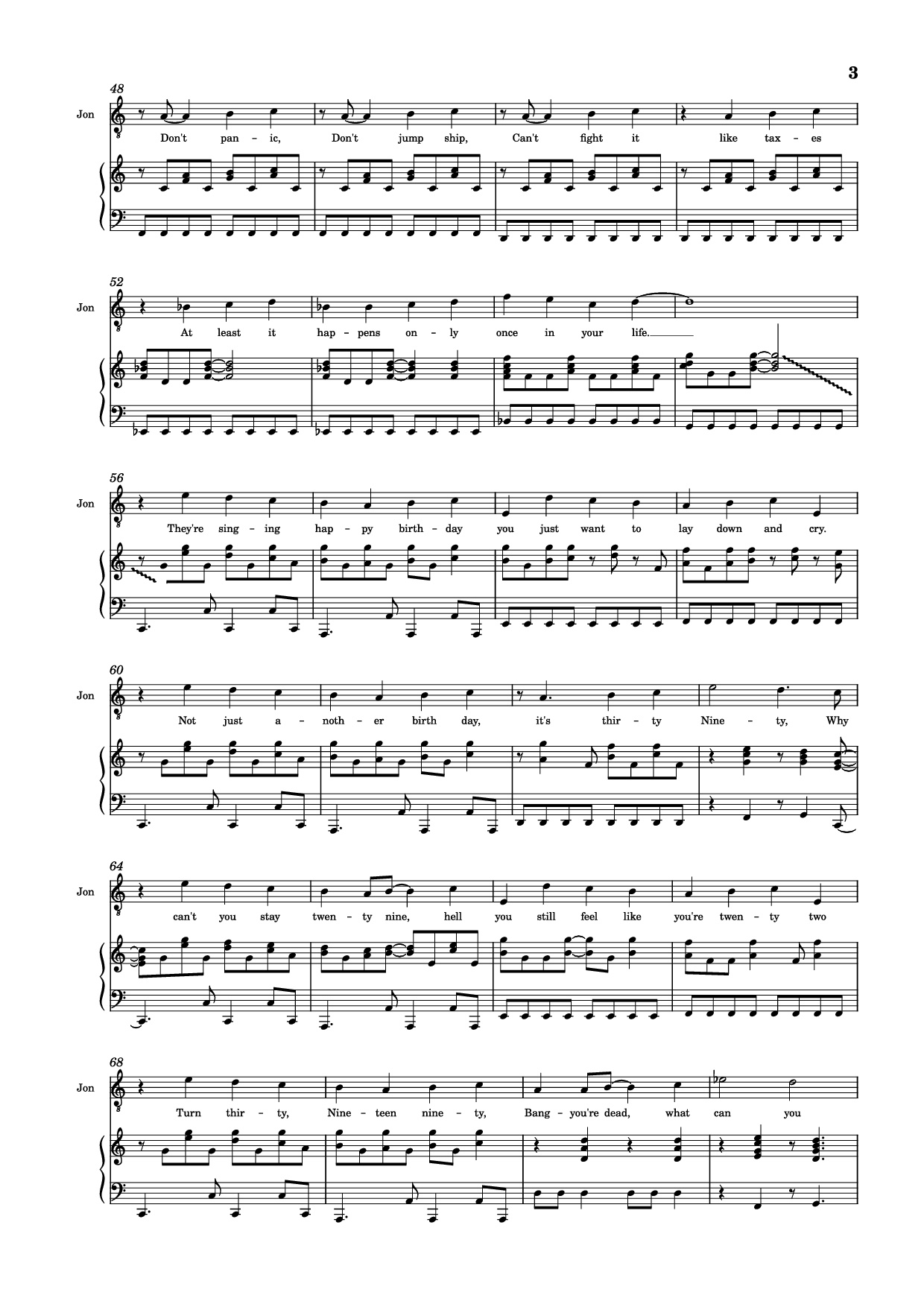 Page 3 of Sheet music PDF Piano 30/90 Piano - Jonathan Larson, Andrew Garfield