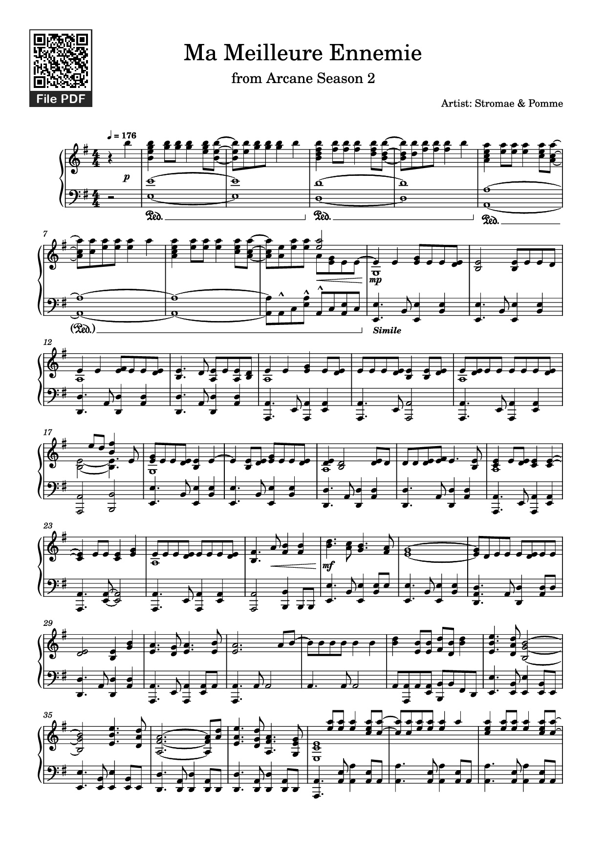 Page 1 of Sheet music PDF Piano Ma Meilleure Ennemie Piano - Artist: Stromae & Pomme