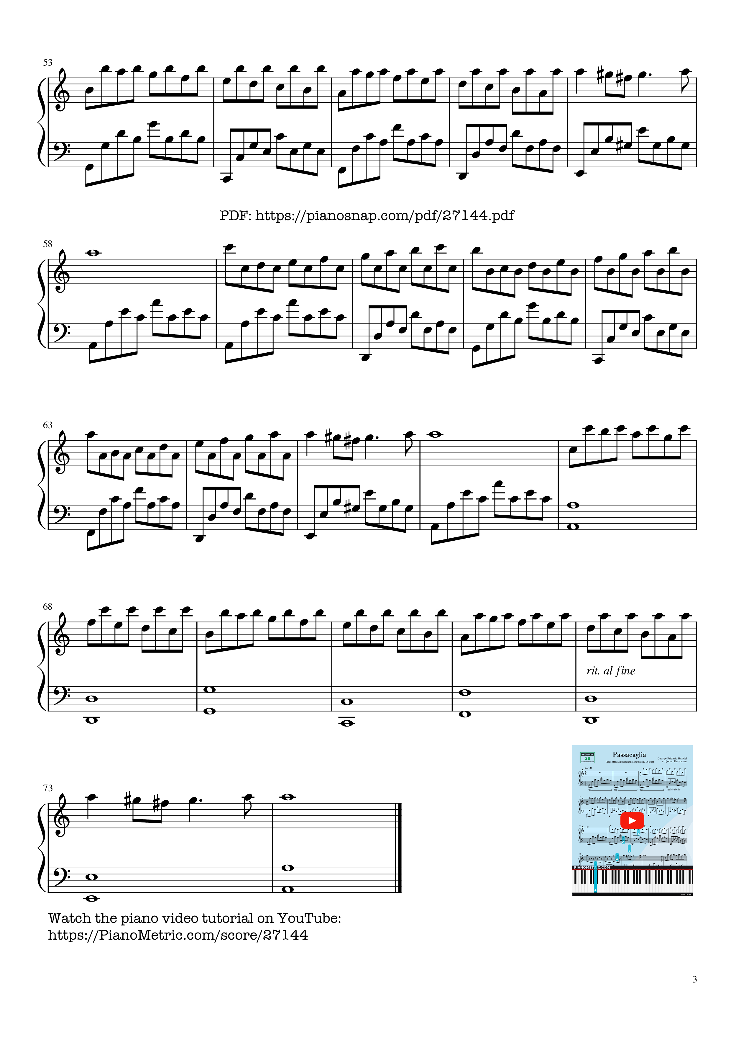 Page 3 of Sheet music PDF Piano Passacaglia Piano - George Frideric Handel