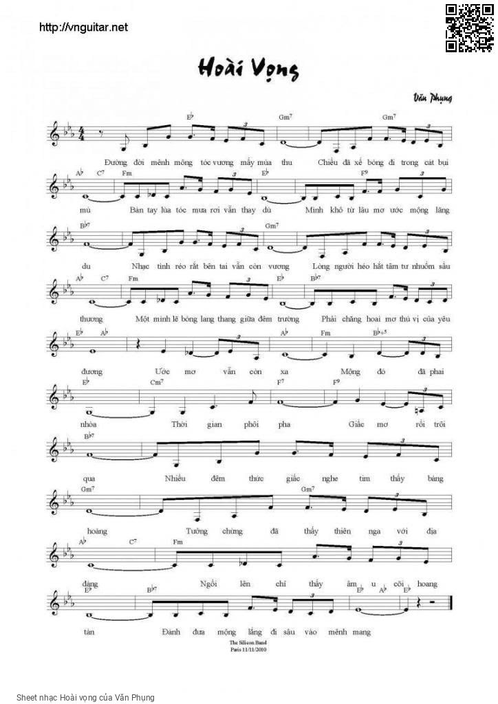 Sheet PDF of Hoài vọng - Văn Phụng