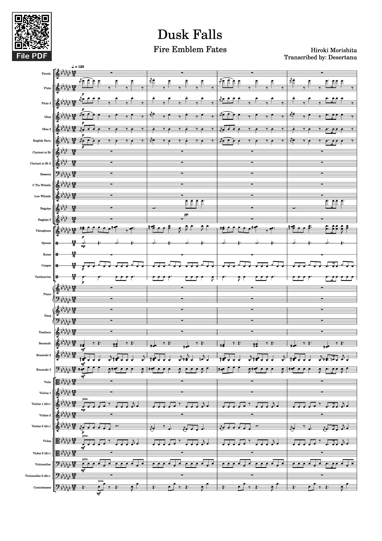 Sheet PDF of Dusk Falls Piano