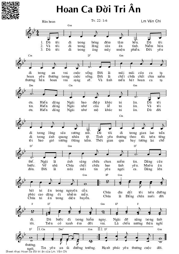 Sheet PDF of Hoan ca đời tri ân