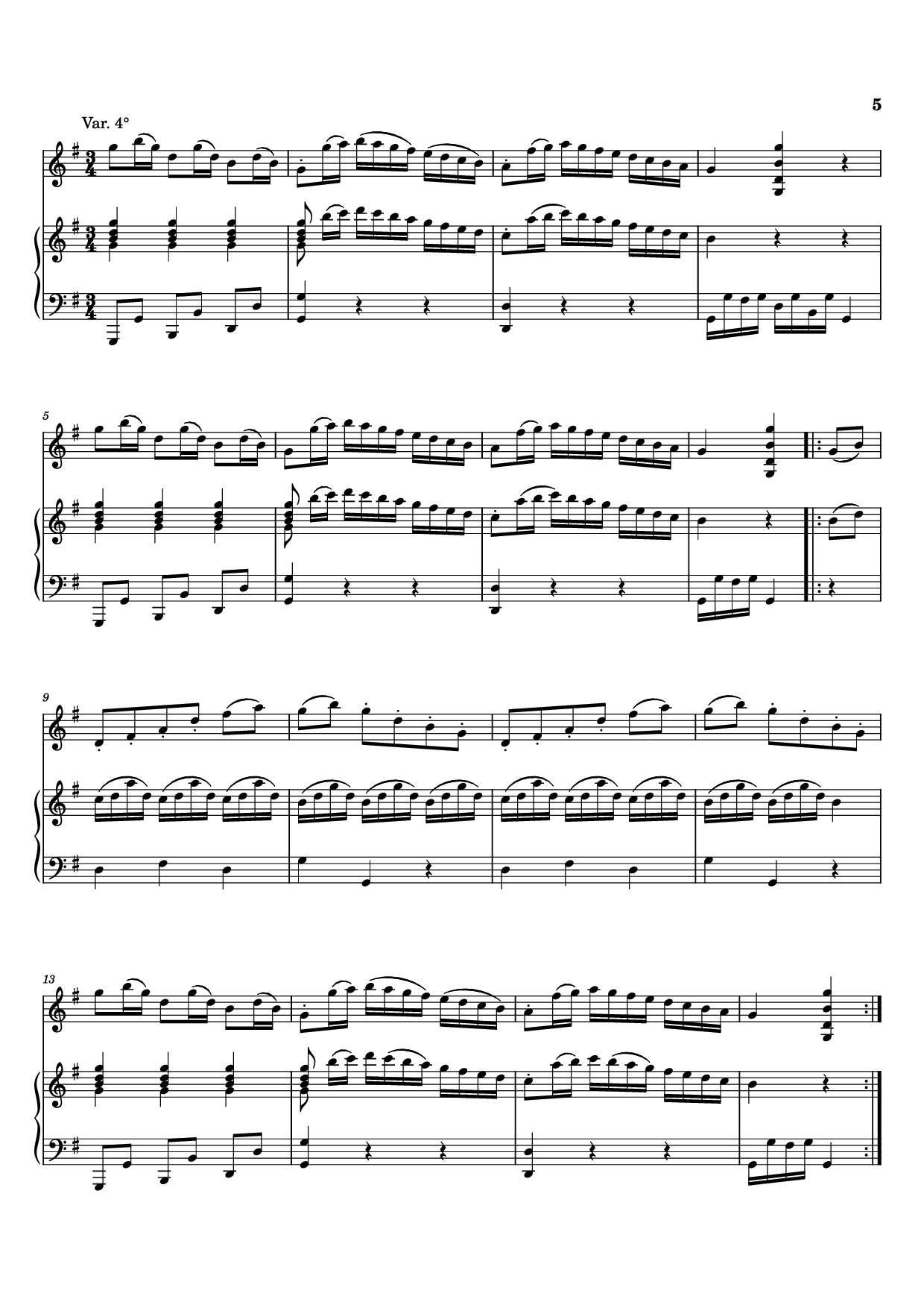 Page 5 of Sheet music PDF Piano Sei variazioni per piano forte con accomp. del violino o flauto obbligato - Johann Baptist Vanhal (1739-1813
