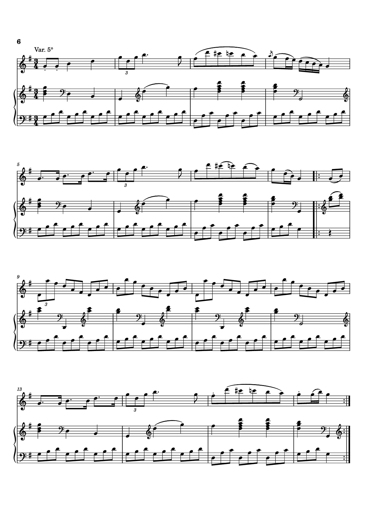 Page 6 of Sheet music PDF Piano Sei variazioni per piano forte con accomp. del violino o flauto obbligato - Johann Baptist Vanhal (1739-1813