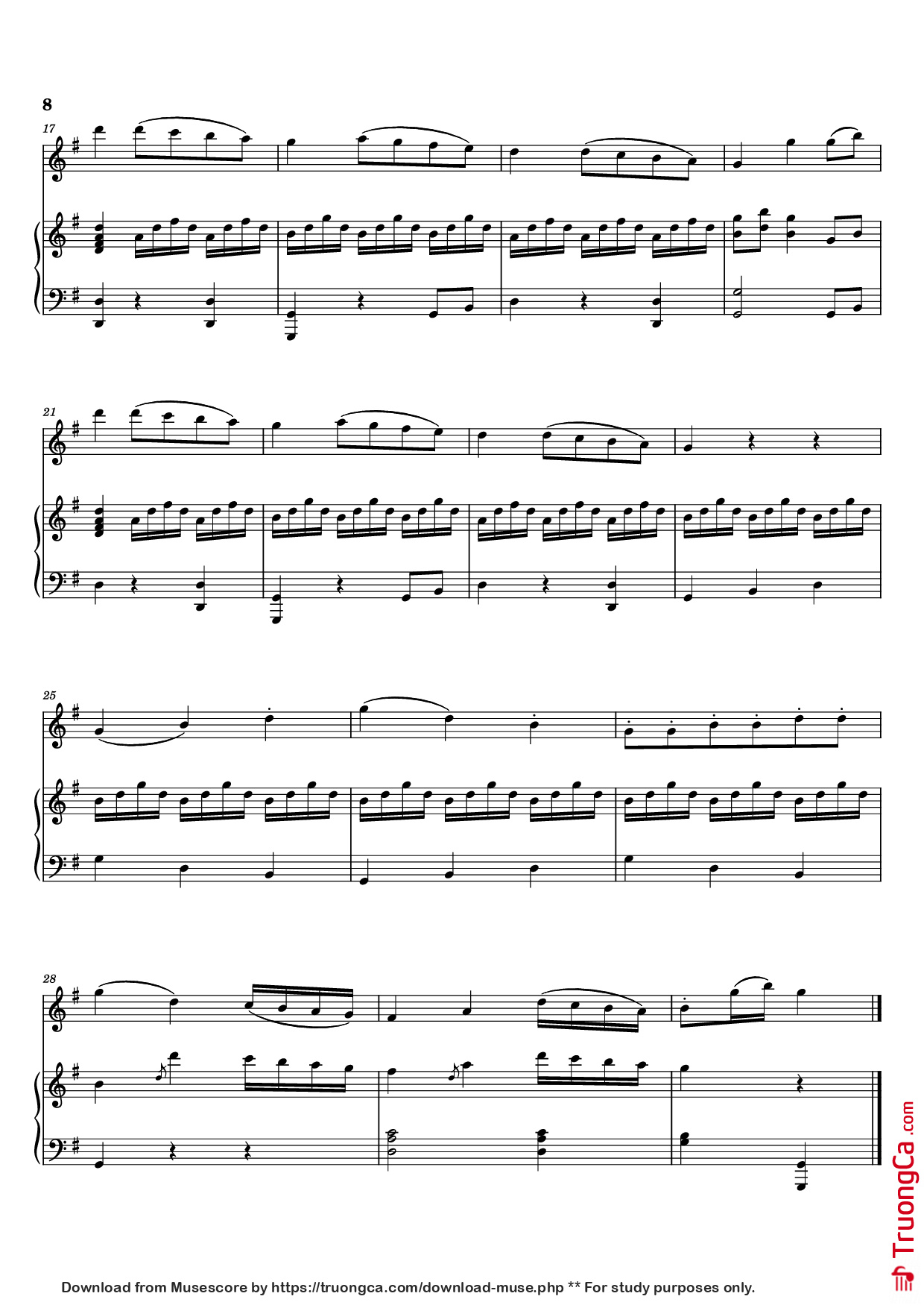 Page 8 of Sheet music PDF Piano Sei variazioni per piano forte con accomp. del violino o flauto obbligato - Johann Baptist Vanhal (1739-1813