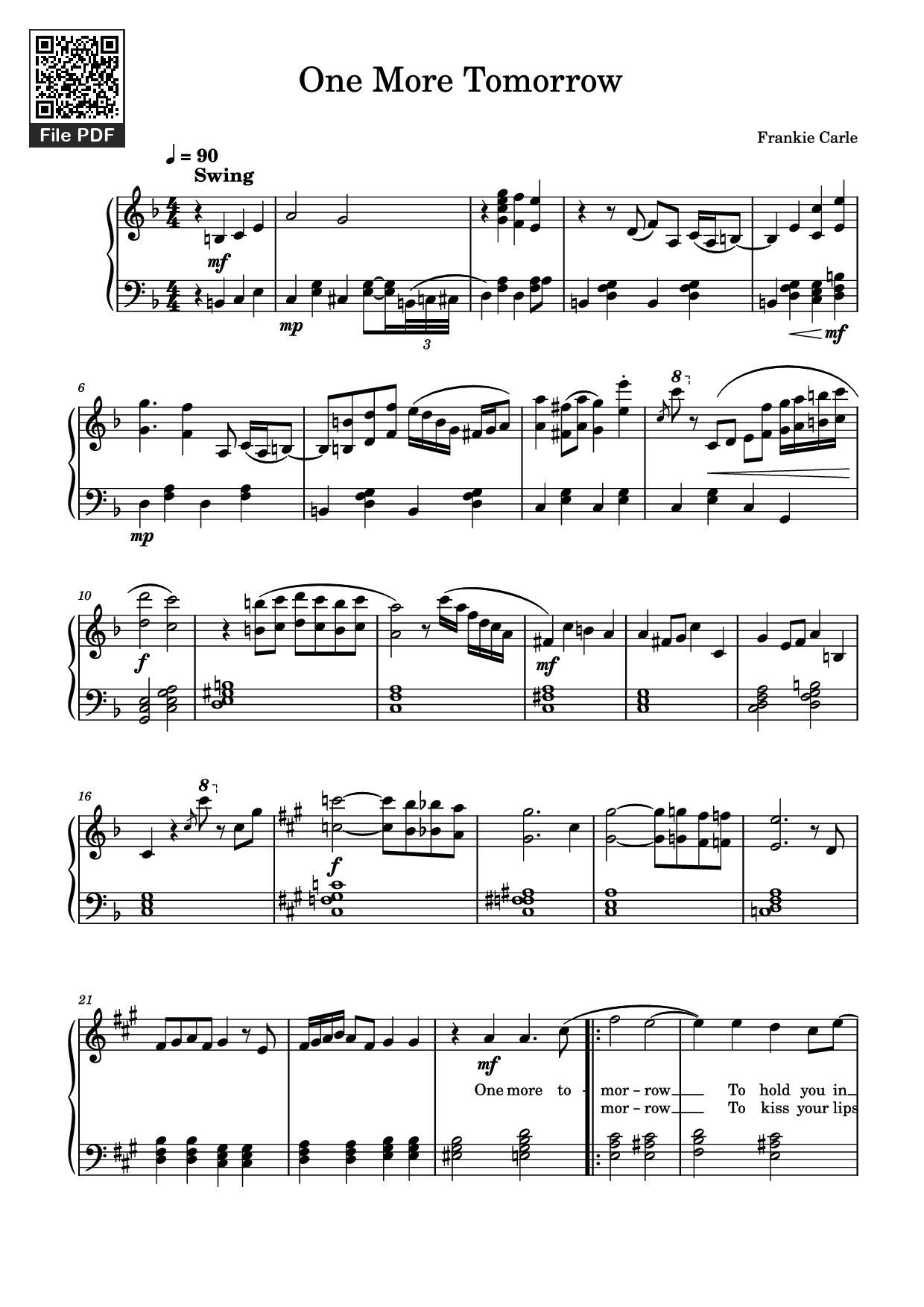 Sheet PDF of One More Tomorrow Piano